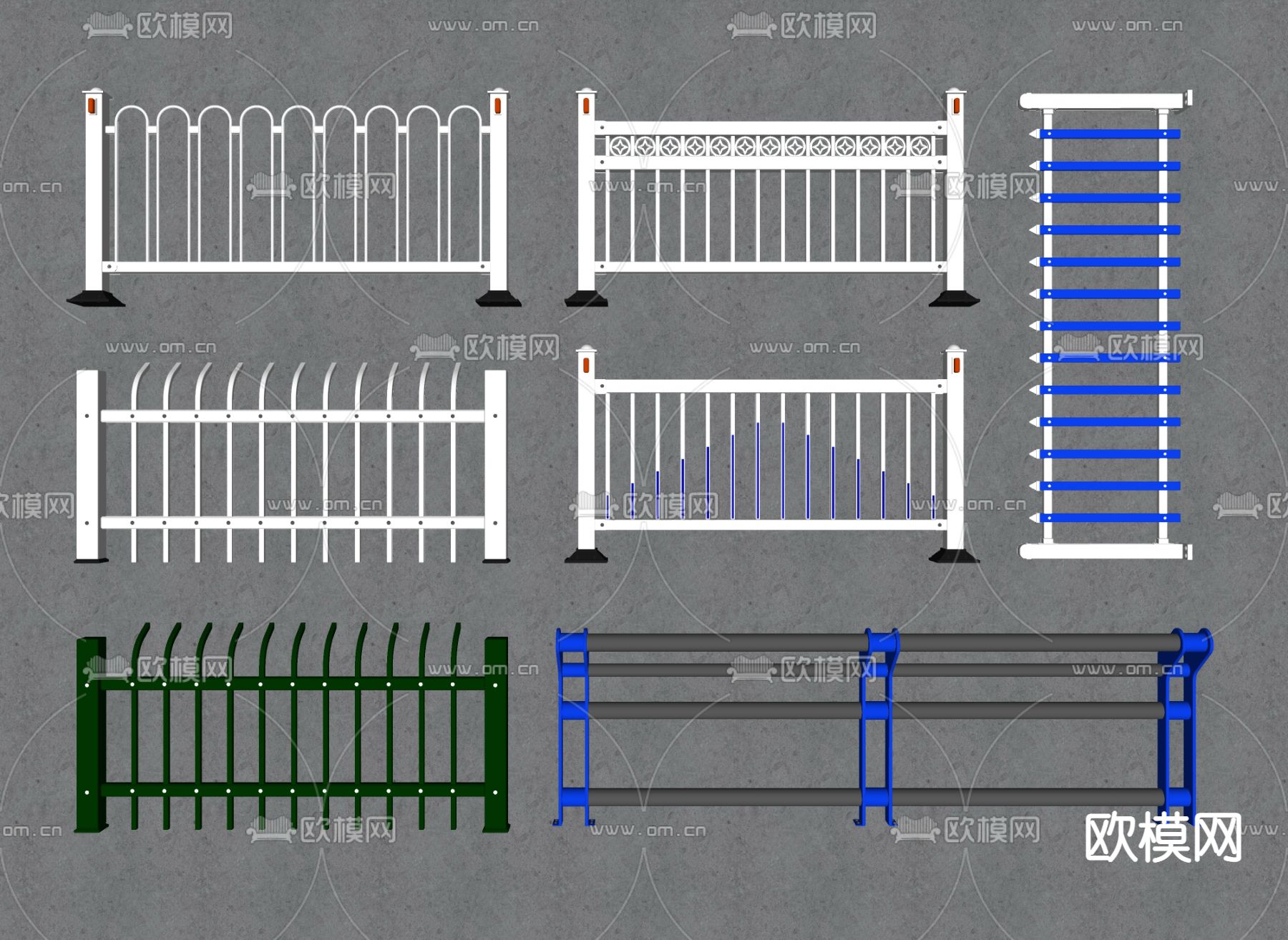 现代道路护栏 交通护栏su模型下载（渲染图2）