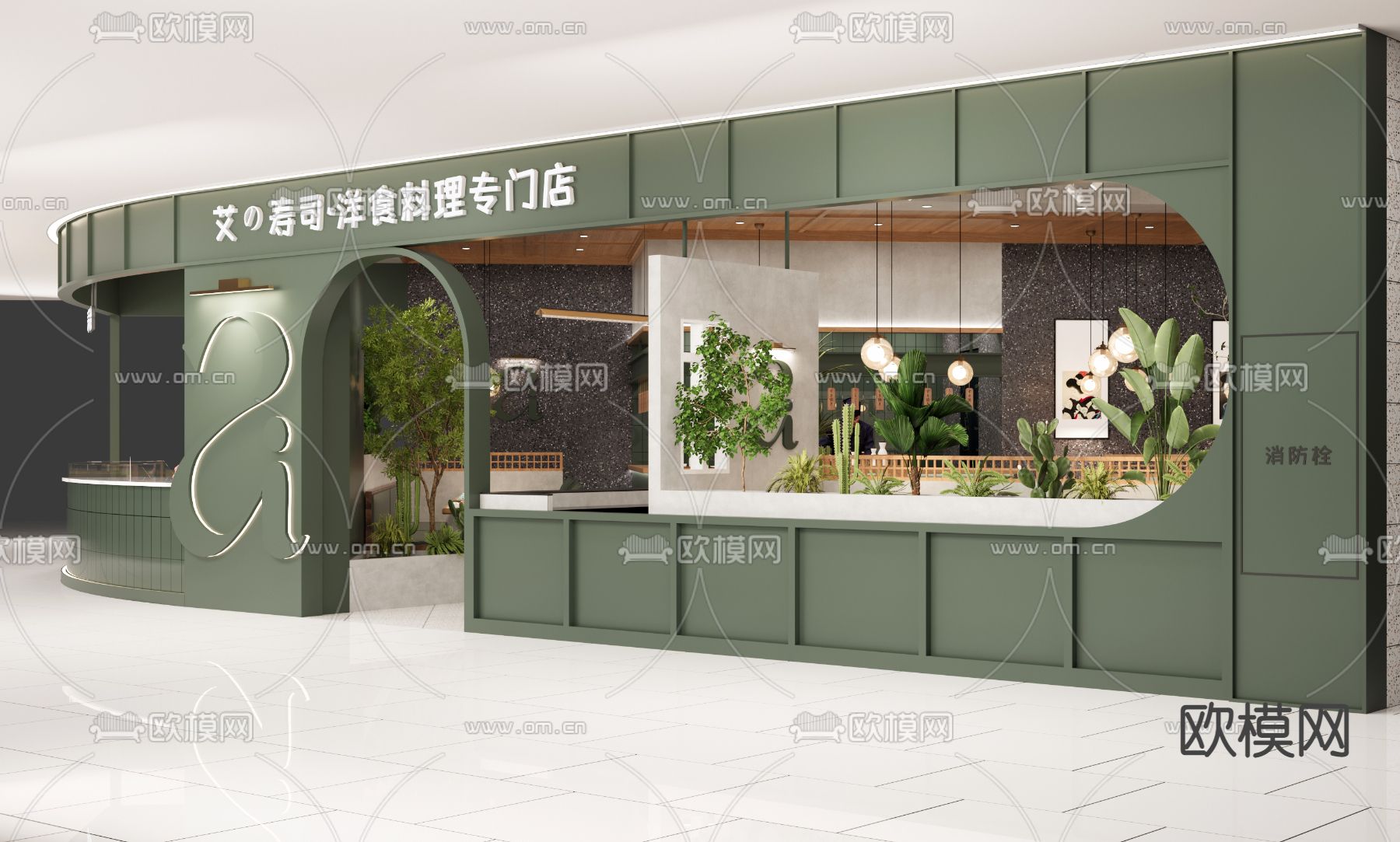 日料餐厅3d模型下载（渲染图5）