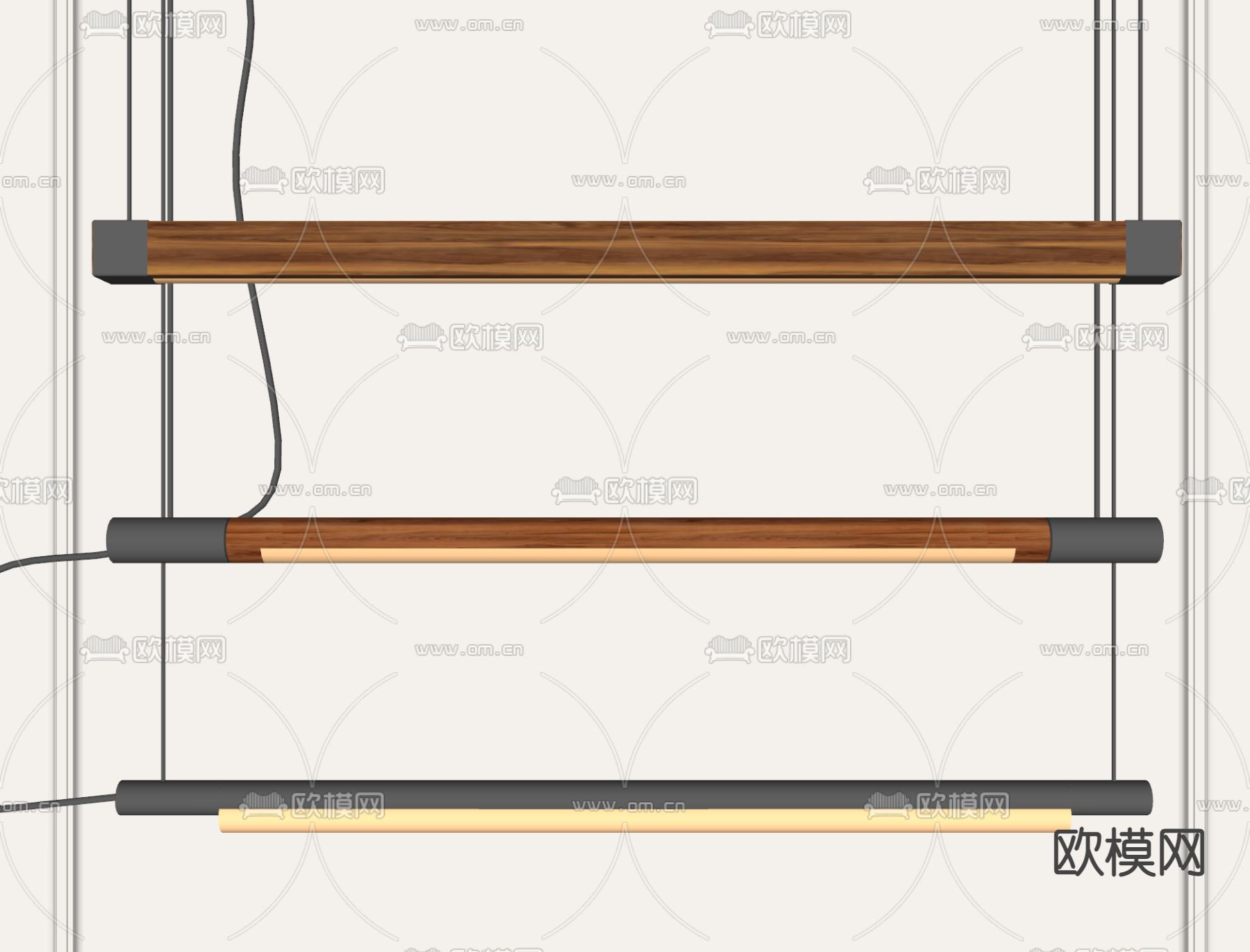 长吊灯 办公吊灯su模型下载（渲染图2）