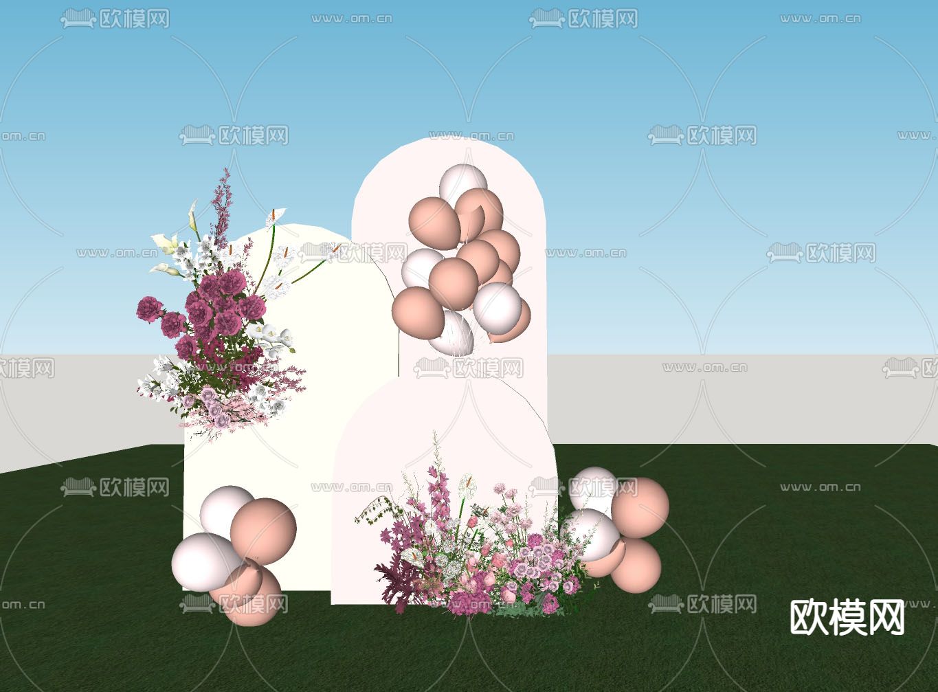 婚礼美陈 婚庆布置su模型下载（渲染图2）