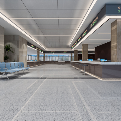  现代办事大厅 服务中心su模型 