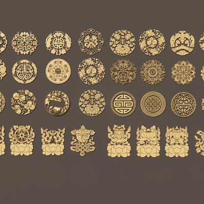  中式镂空雕花纹样su模型 