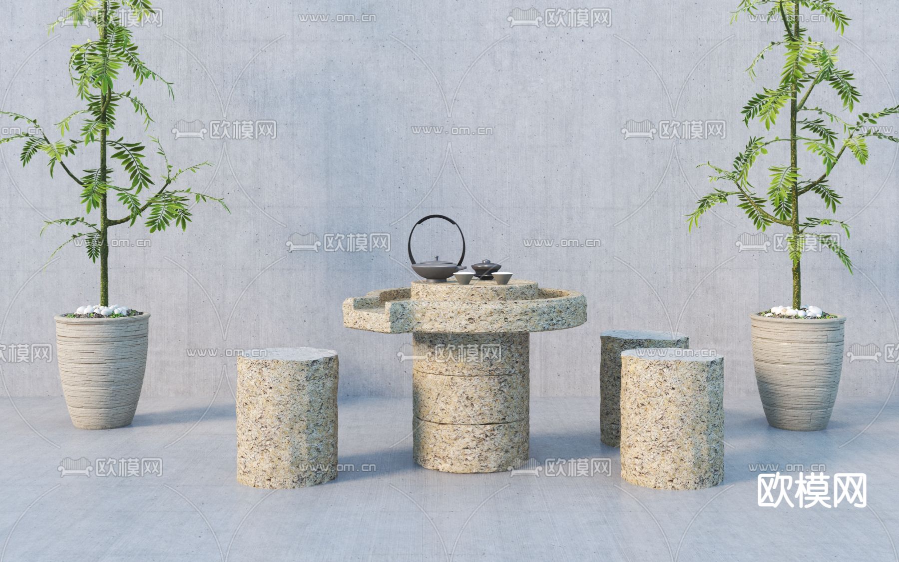 自然风茶桌 茶台3d模型下载