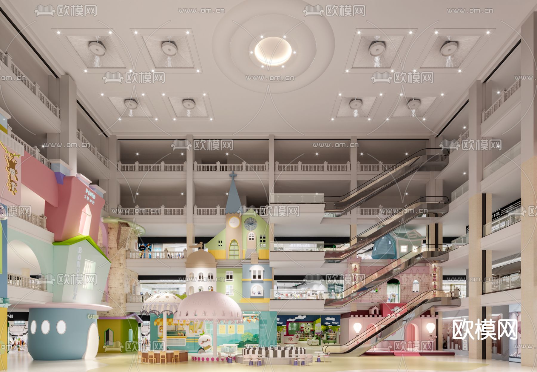 现代商场大厅3d模型下载（渲染图1）