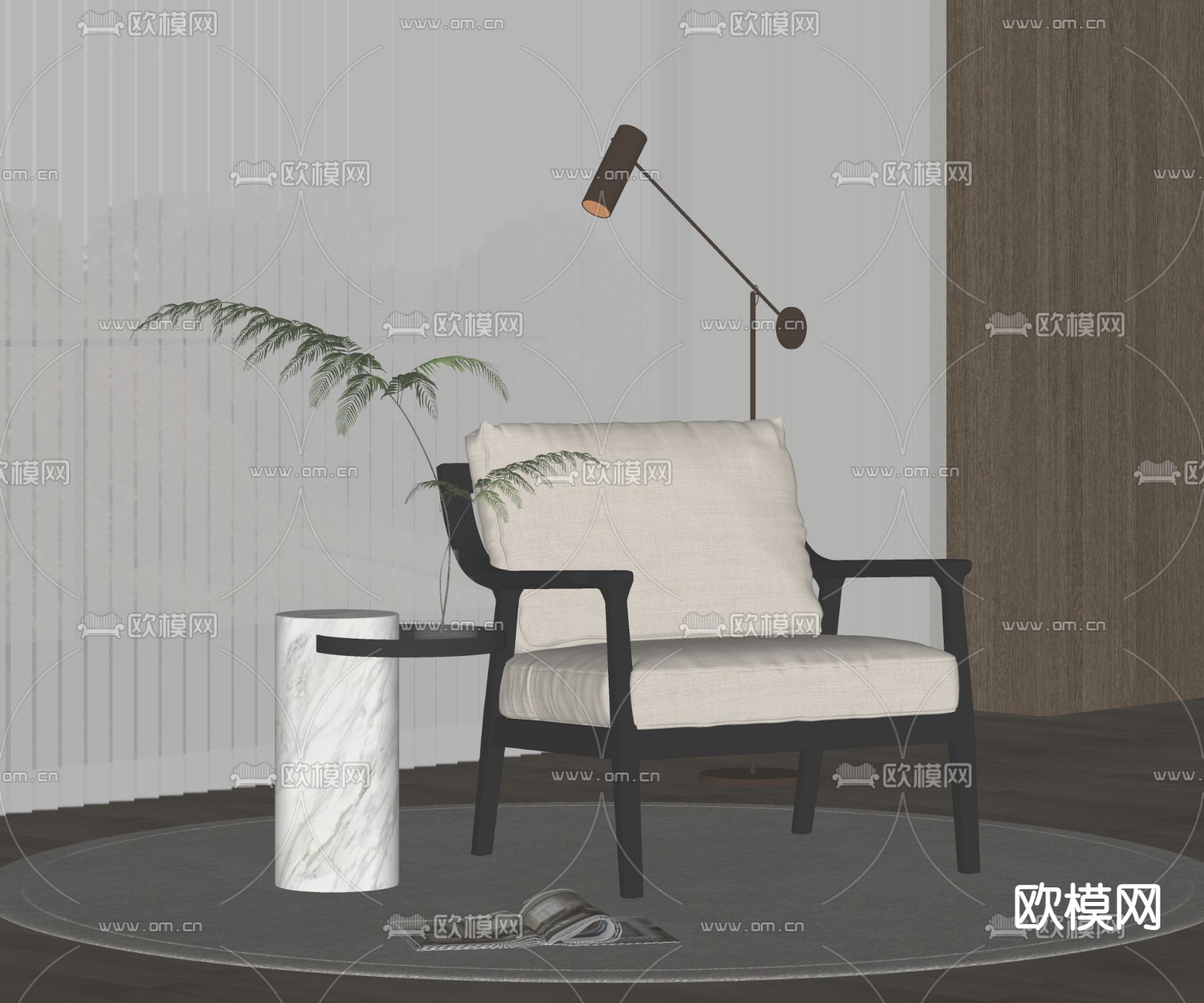 现代休闲椅子su模型下载（渲染图2）