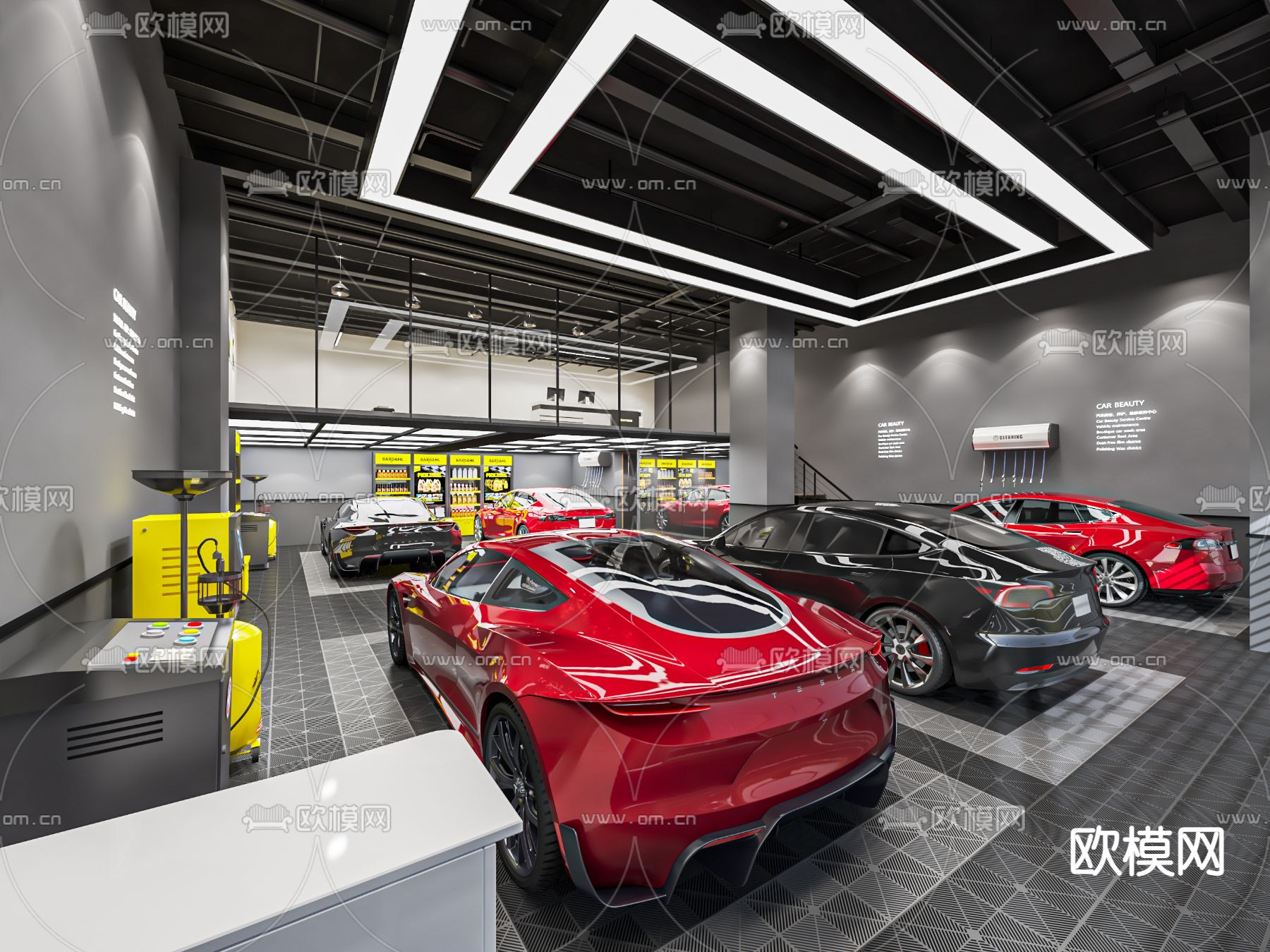 现代汽车维修店 4s店su模型下载