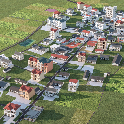  现代乡村规划 美丽乡村su模型 