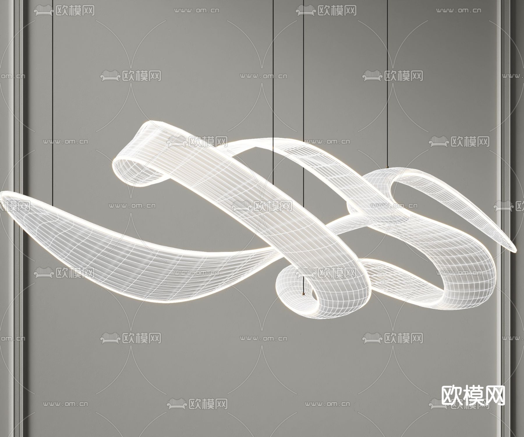 飘带吊灯 装饰灯su模型下载（渲染图1）