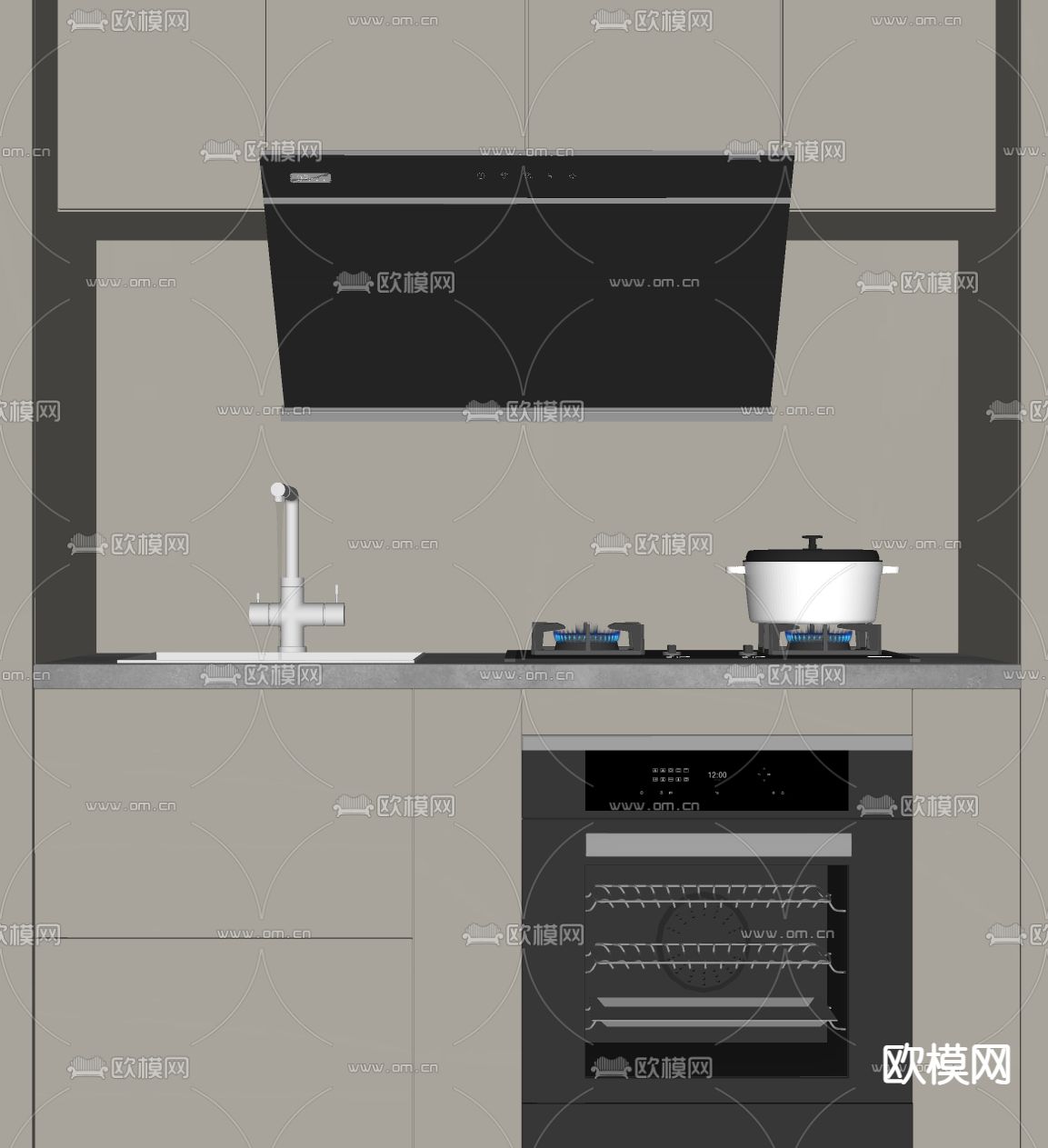 厨房 橱柜 厨具su模型下载（渲染图2）