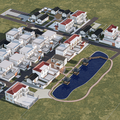  现代乡村规划 美丽乡村su模型 