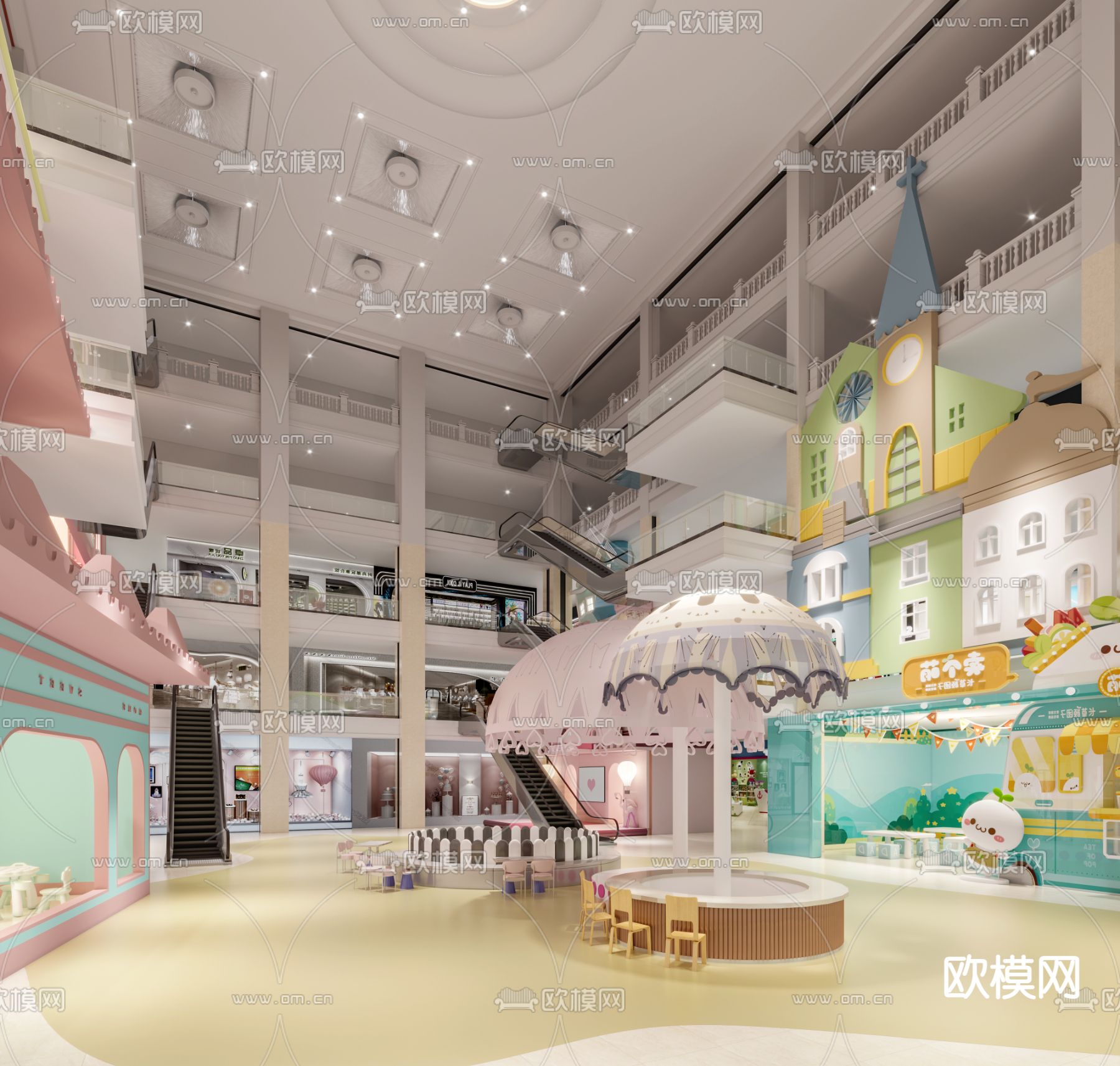 现代商场大厅3d模型下载（渲染图3）