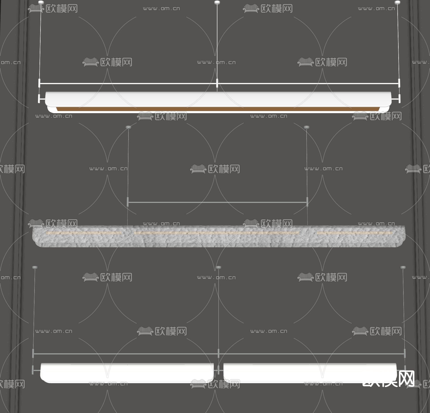长吊灯 办公吊灯su模型下载（渲染图2）