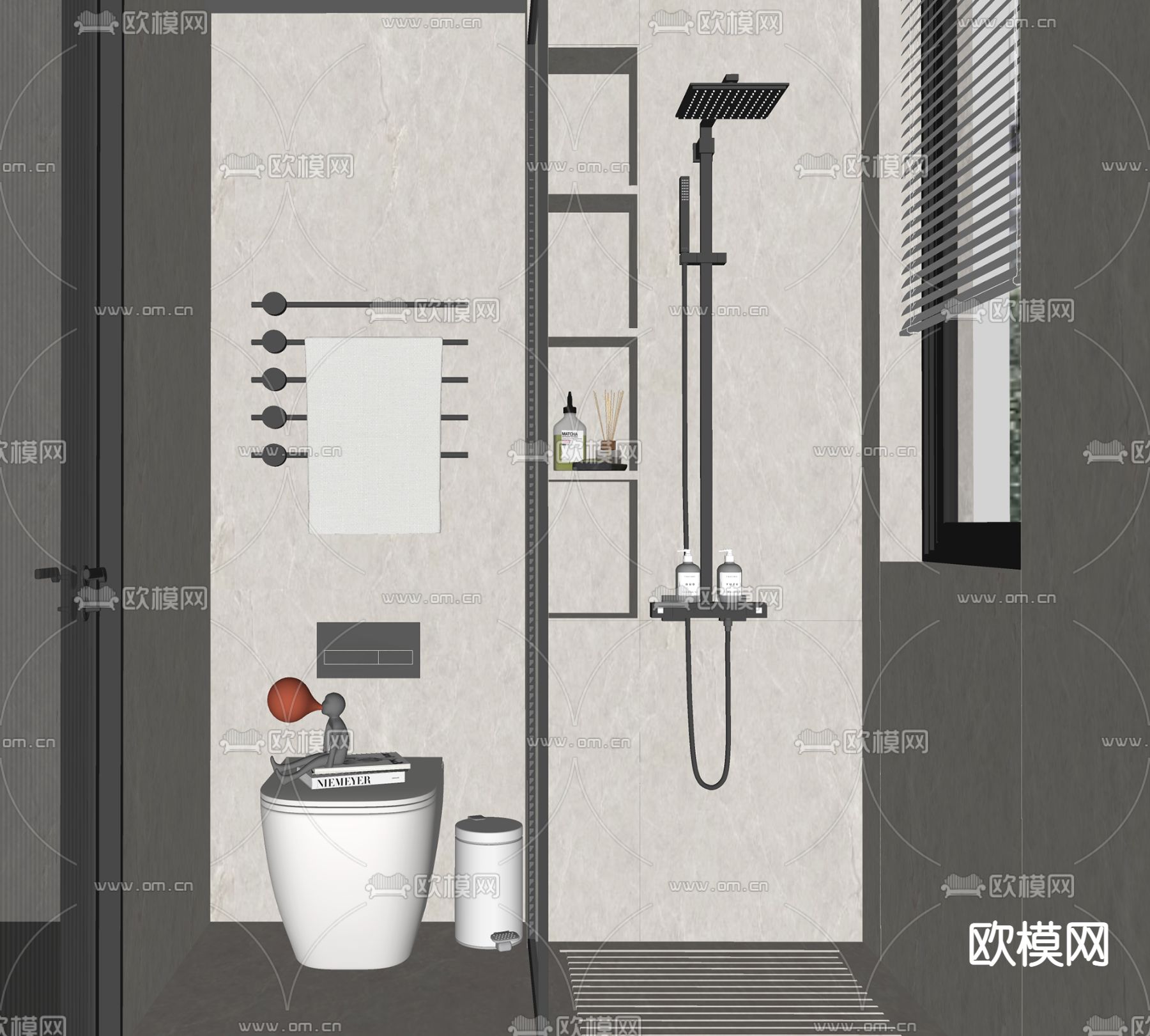 现代卫生间su模型下载（渲染图2）