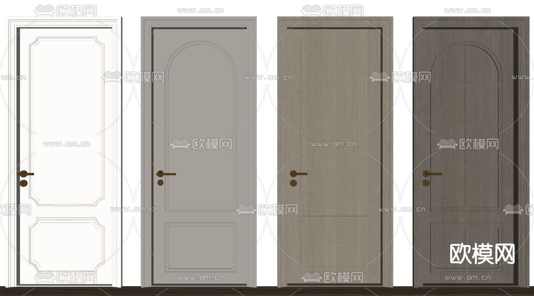 法式单开门 房门 木门su模型下载（渲染图2）
