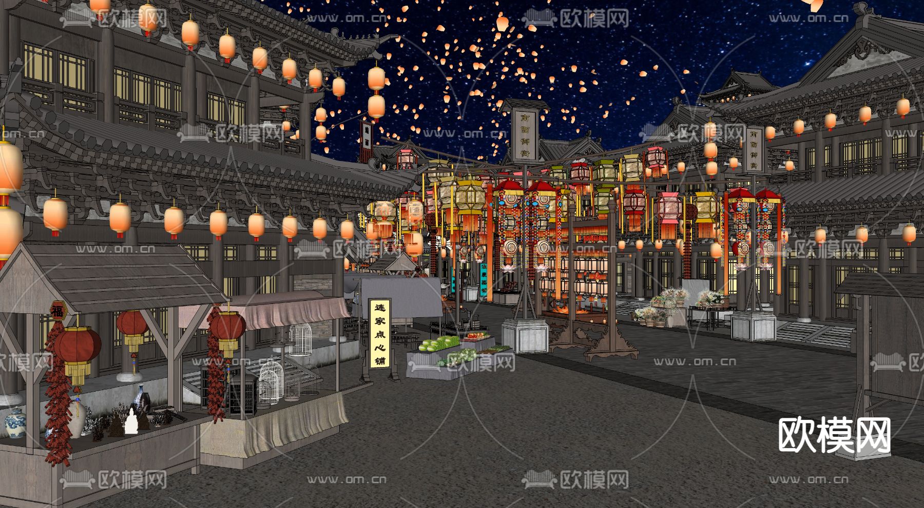 中式古城su模型下载（渲染图4）