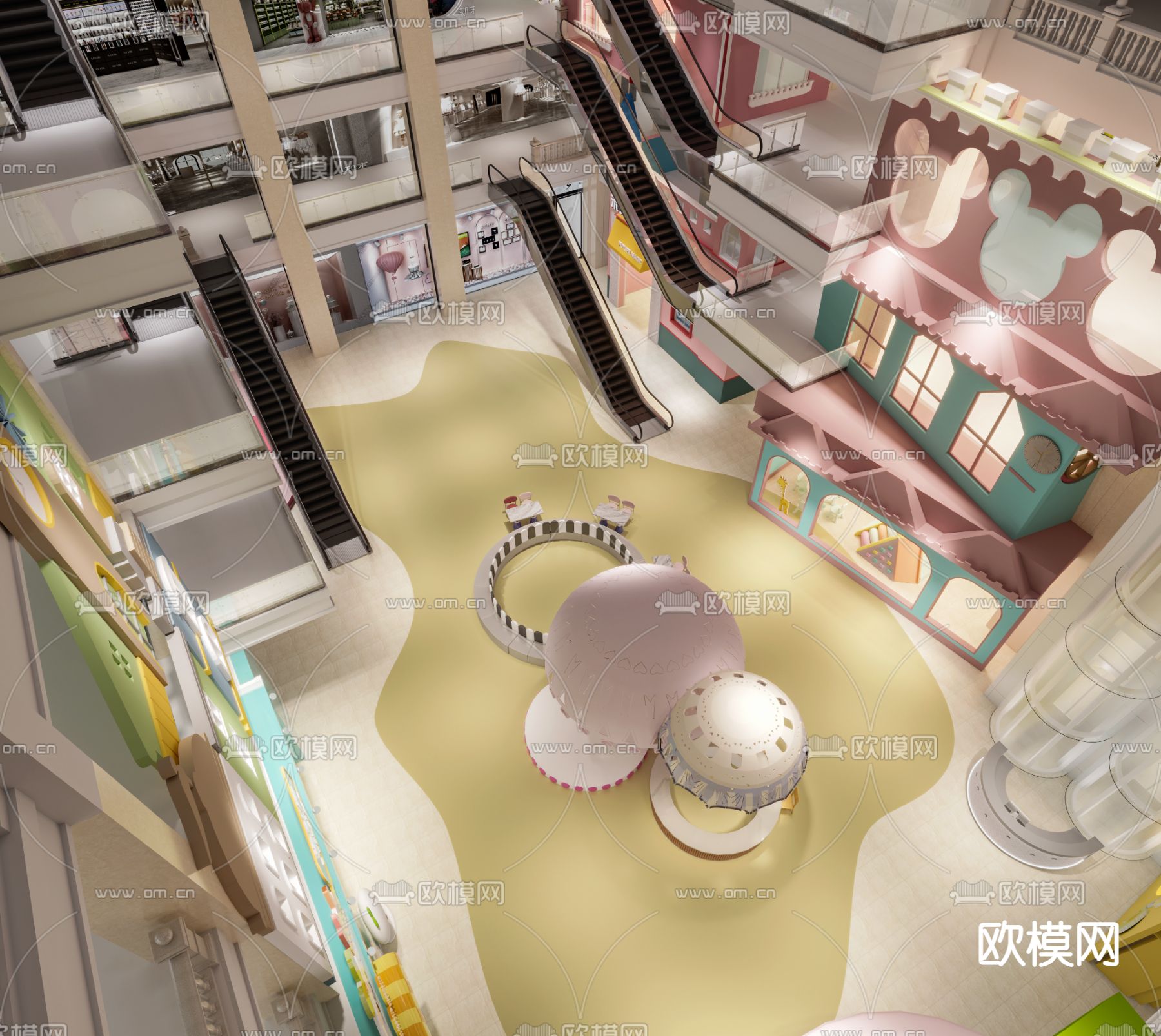 现代商场大厅3d模型下载（渲染图4）