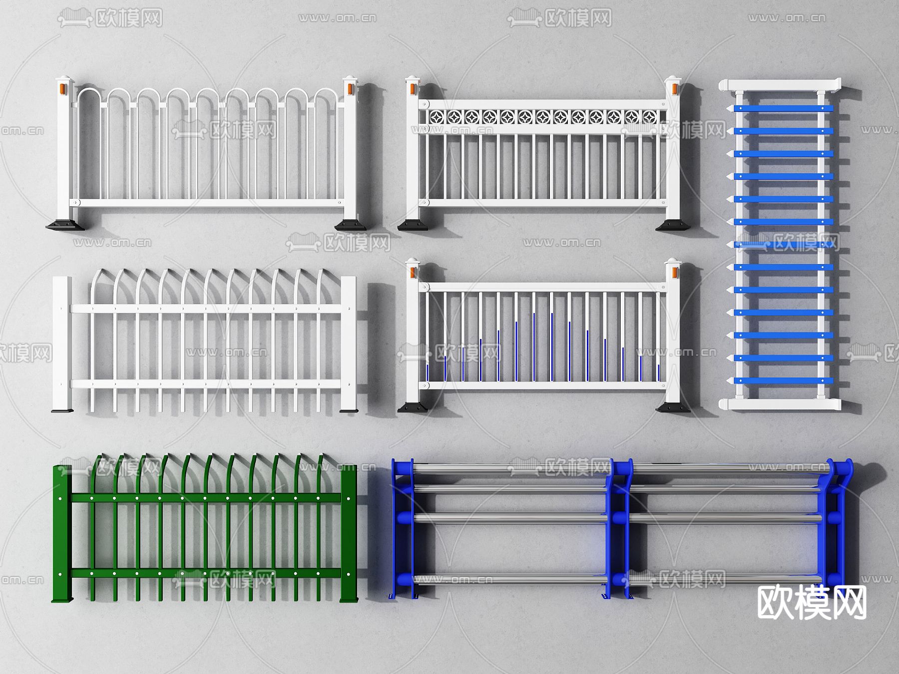 现代道路护栏 交通护栏su模型下载（渲染图1）