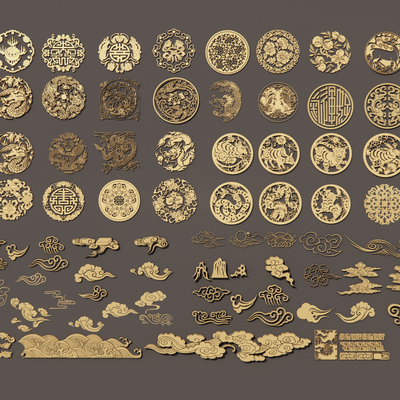  中式镂空雕花纹样su模型 