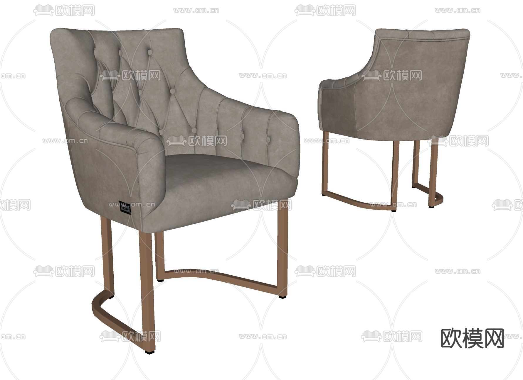 简欧休闲椅su模型下载（渲染图2）