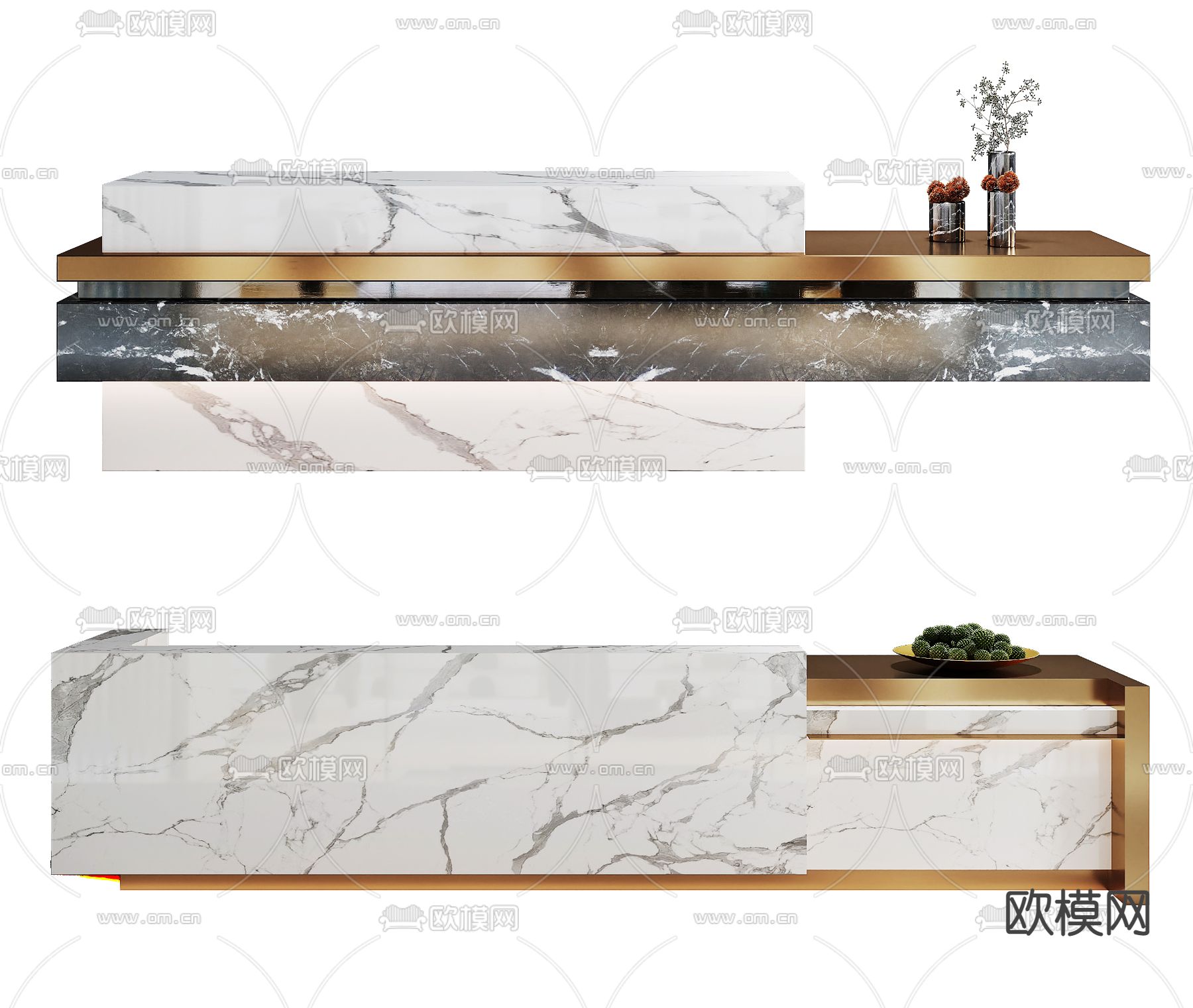 现代接待台su模型下载（渲染图1）