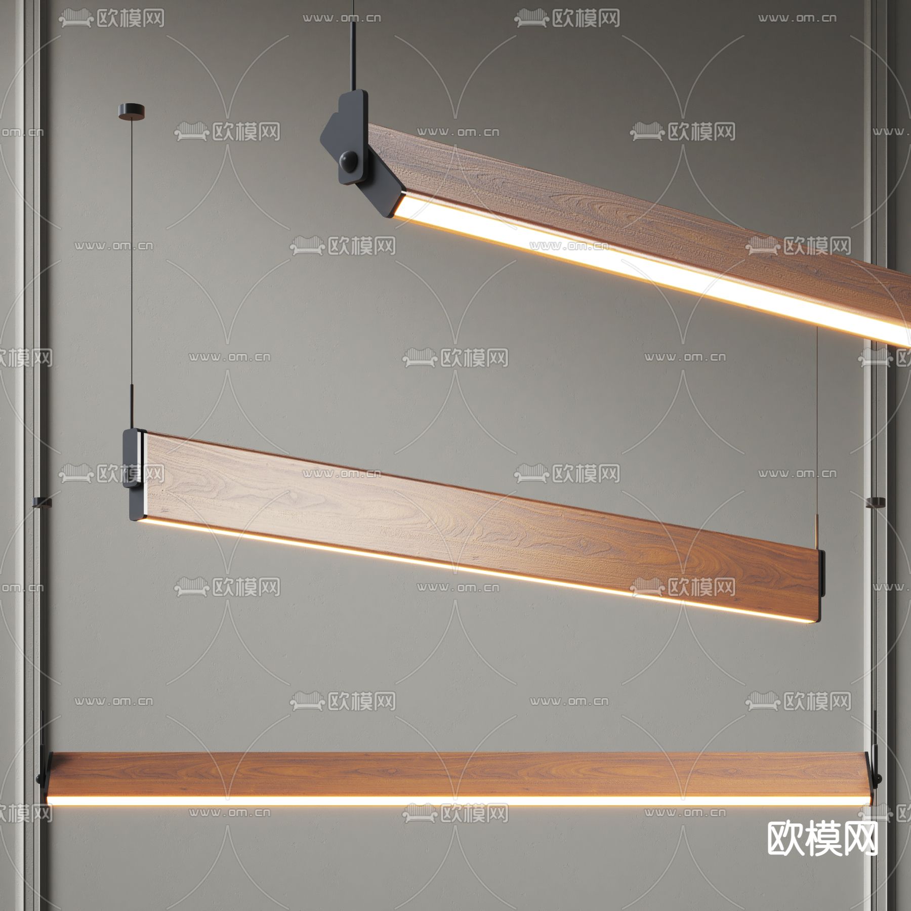 长吊灯 办公吊灯su模型下载（渲染图1）
