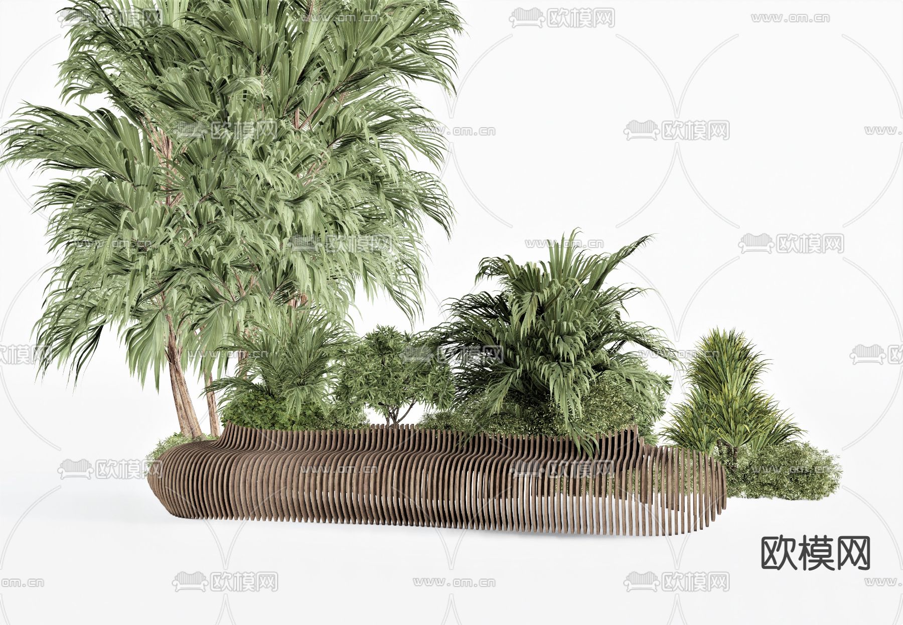 公共树池 户外长凳su模型下载（渲染图1）