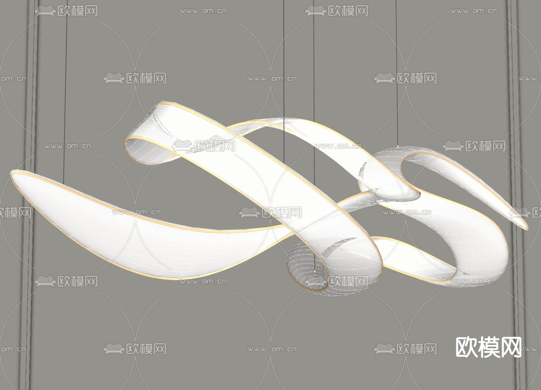 飘带吊灯 装饰灯su模型下载（渲染图2）