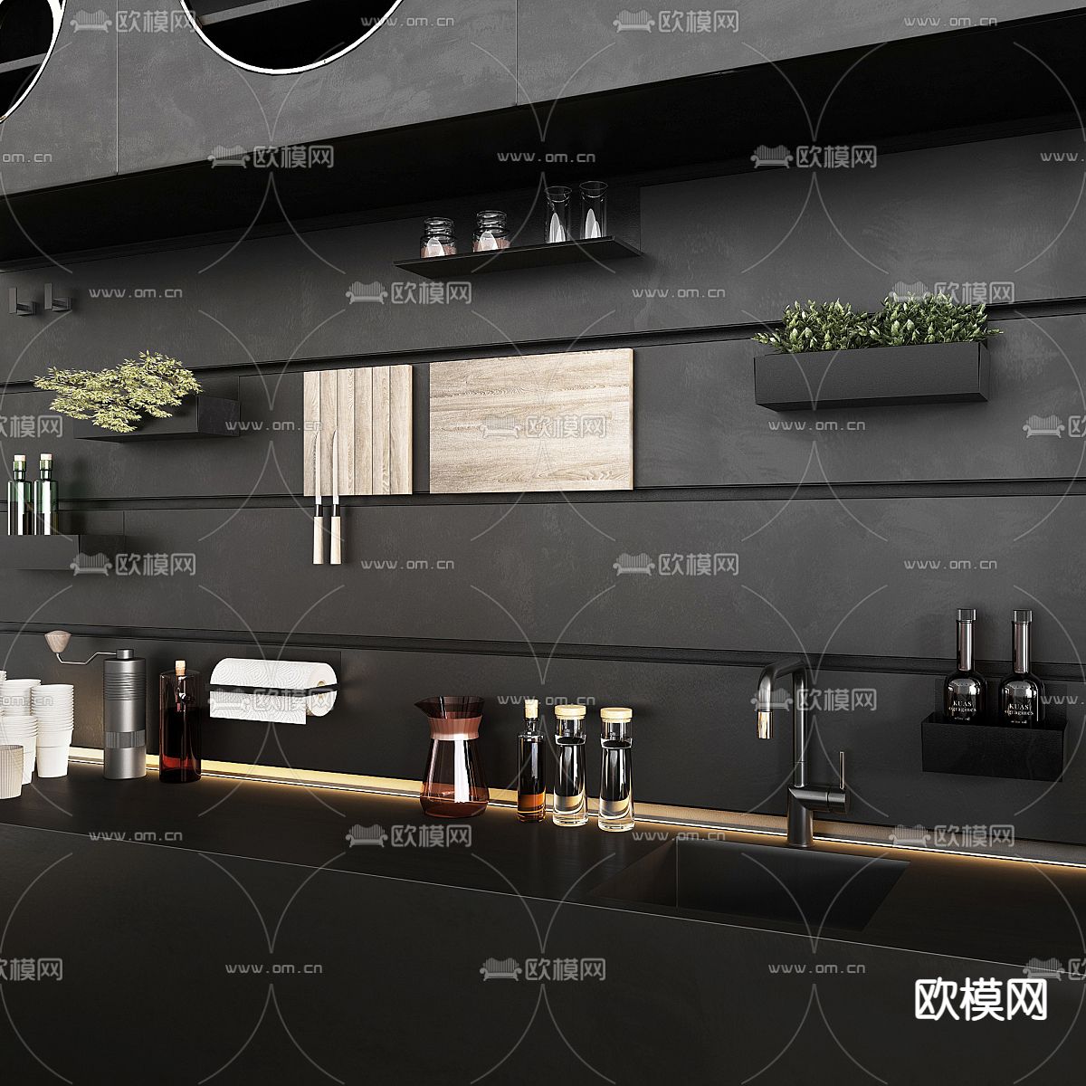 咖啡店操作台 吧台3d模型下载（渲染图6）