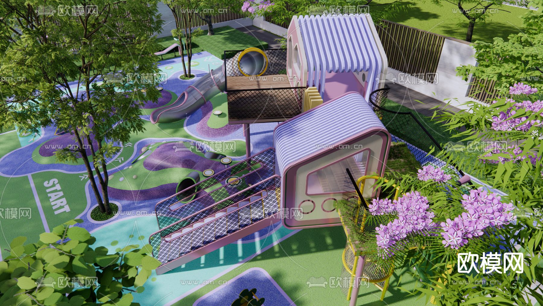 现代儿童游乐区3d模型下载（渲染图3）