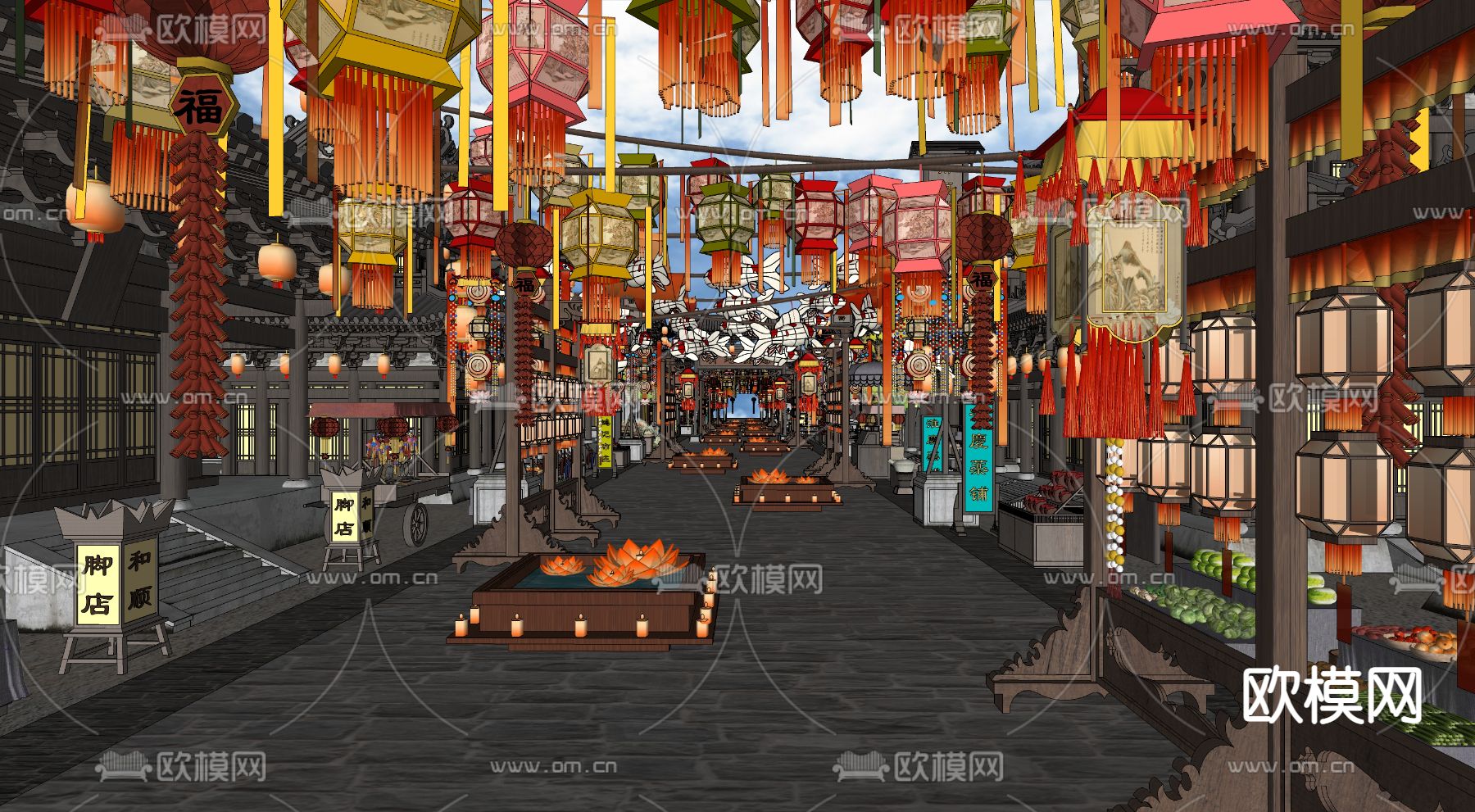 中式古城su模型下载（渲染图2）