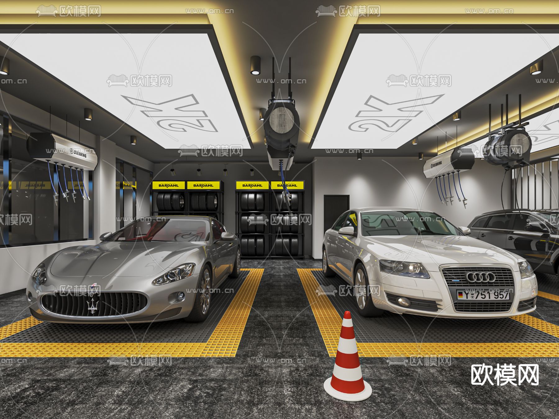 现代汽车维修店 4s店su模型下载