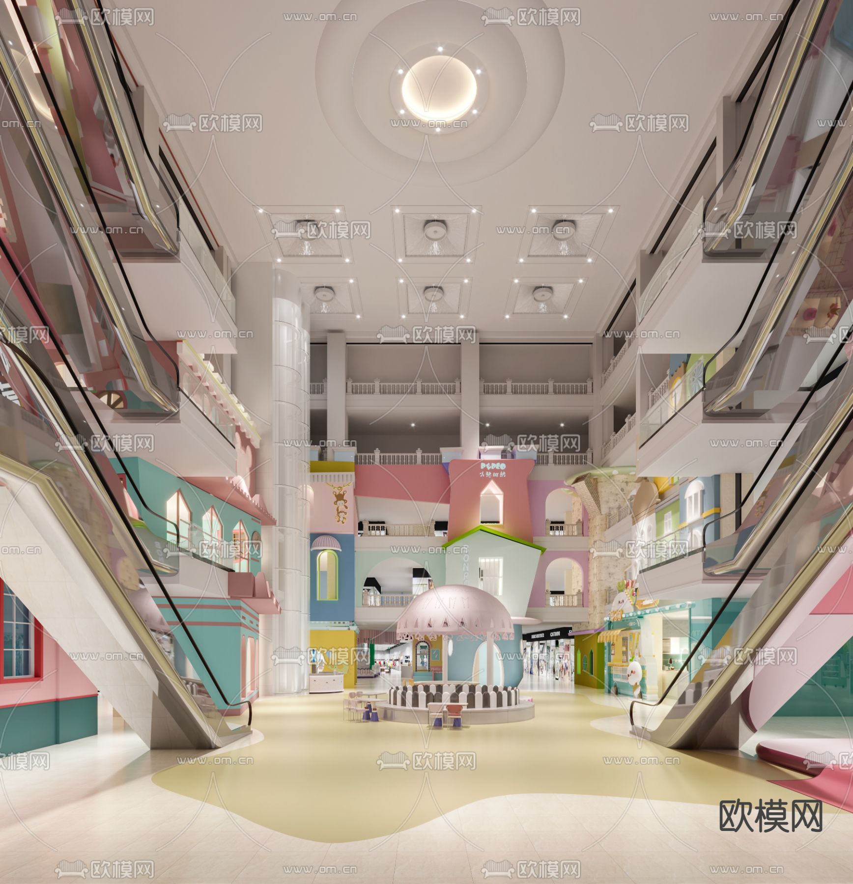 现代商场大厅3d模型下载（渲染图2）