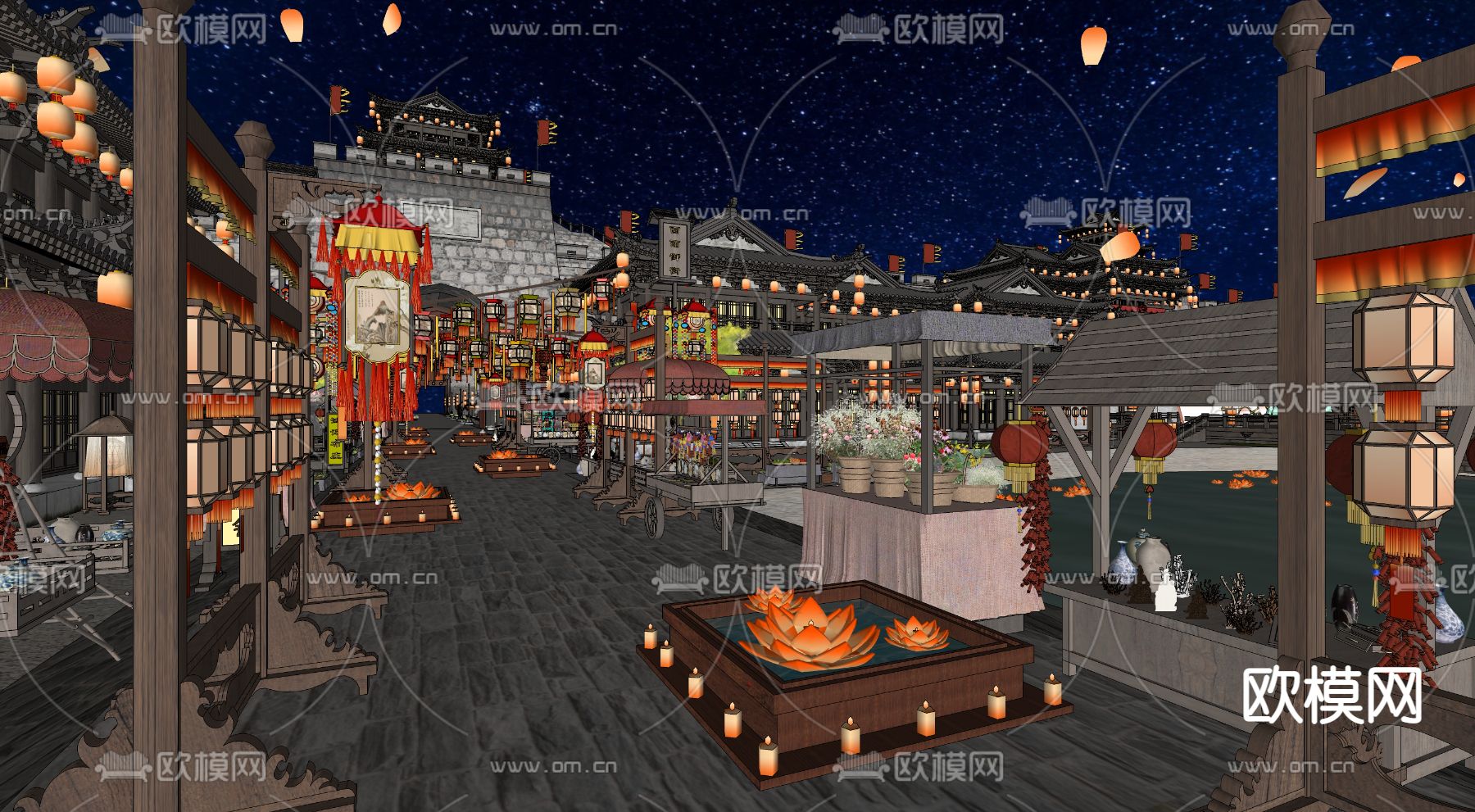 中式古城su模型下载（渲染图2）