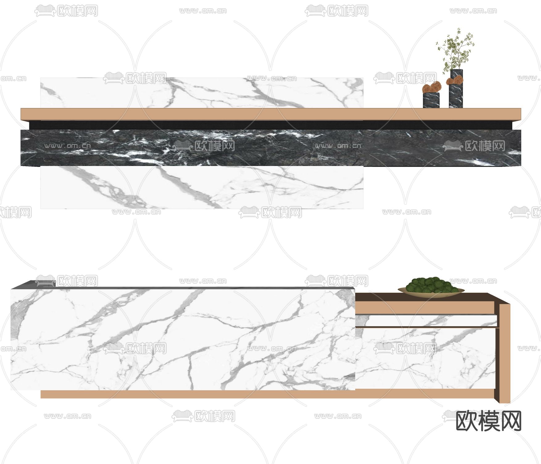 现代接待台su模型下载（渲染图2）