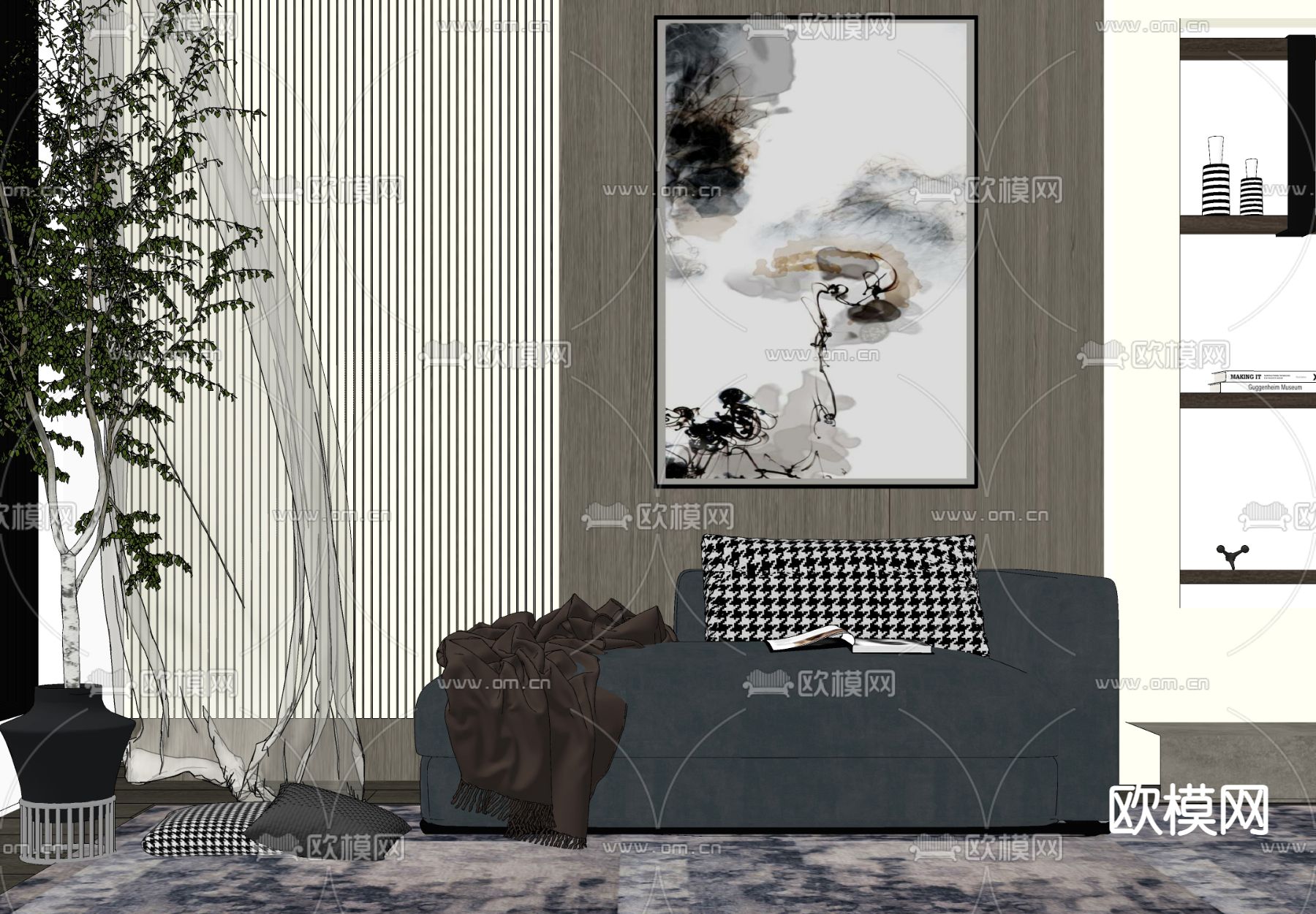 贵妃椅 躺椅su模型下载（渲染图2）