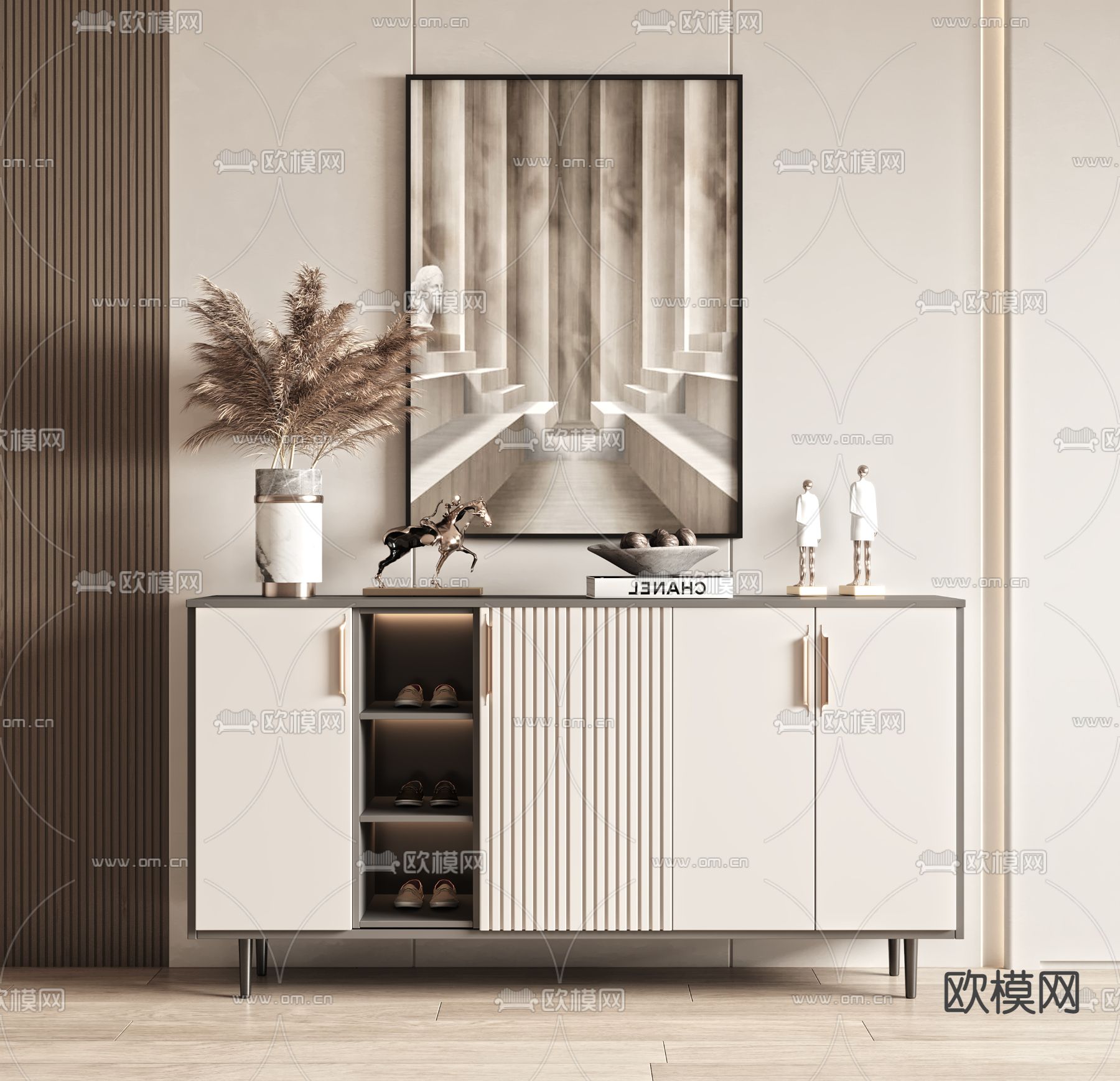 现代边柜 玄关柜su模型下载（渲染图1）