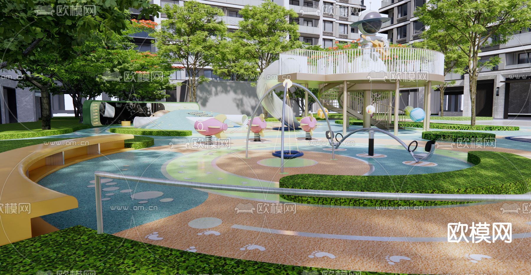 现代儿童游乐区3d模型下载（渲染图4）