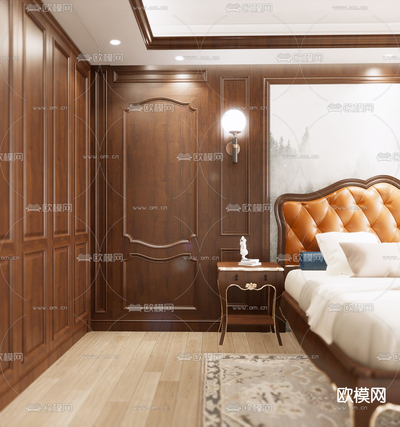 欧式卧室su模型下载（渲染图3）