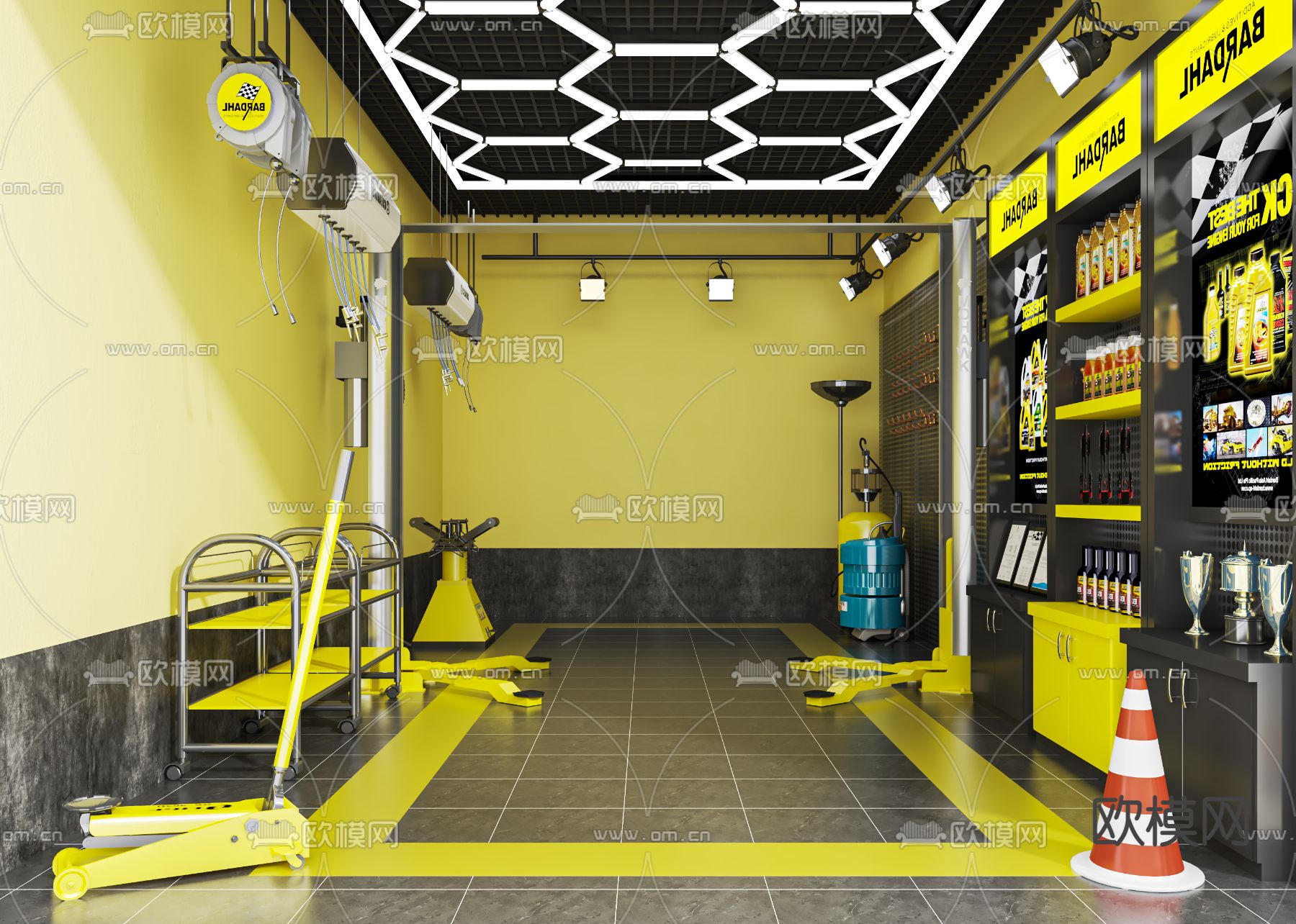 现代汽车维修店 4s店su模型下载