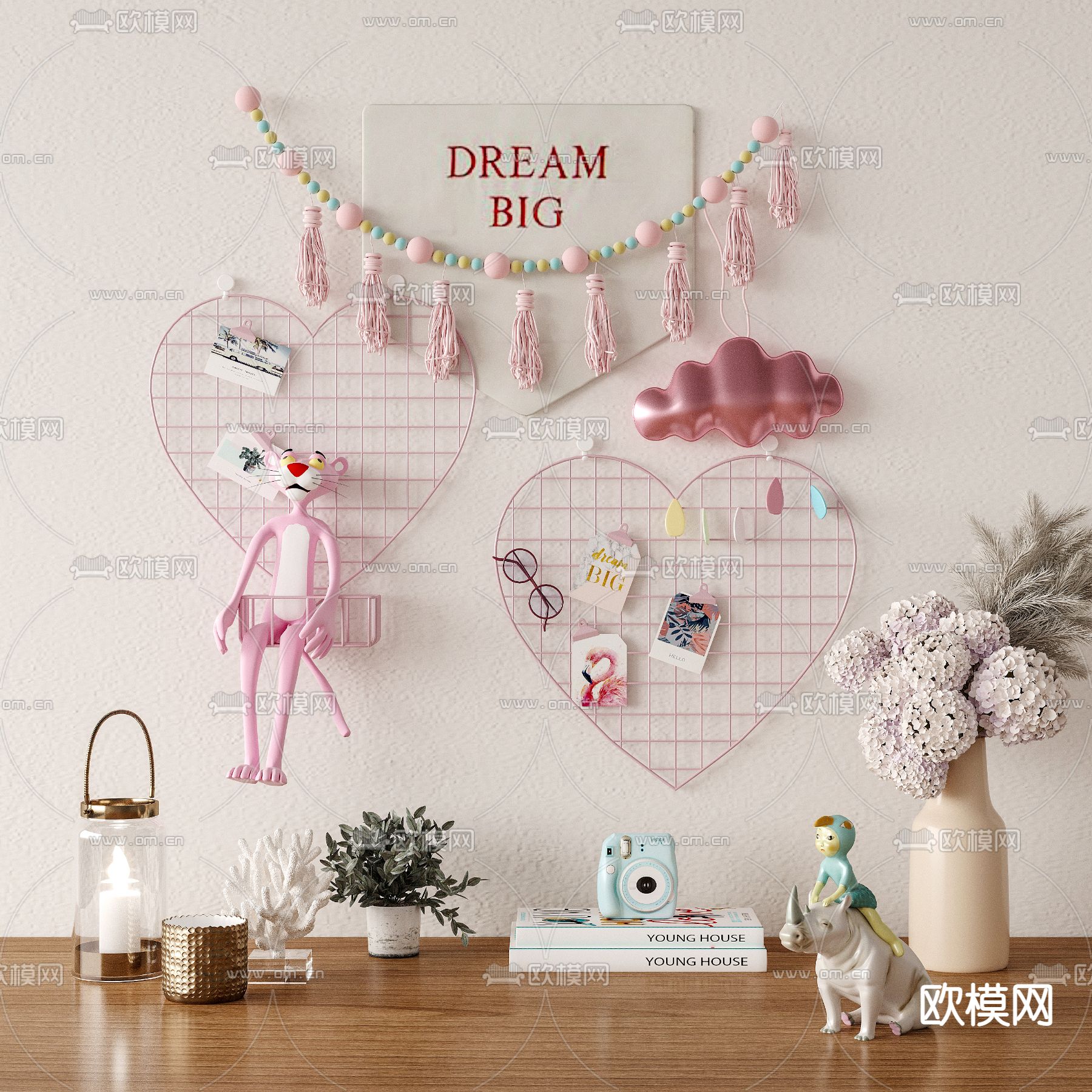 桌面摆件 花瓶 书籍3d模型下载