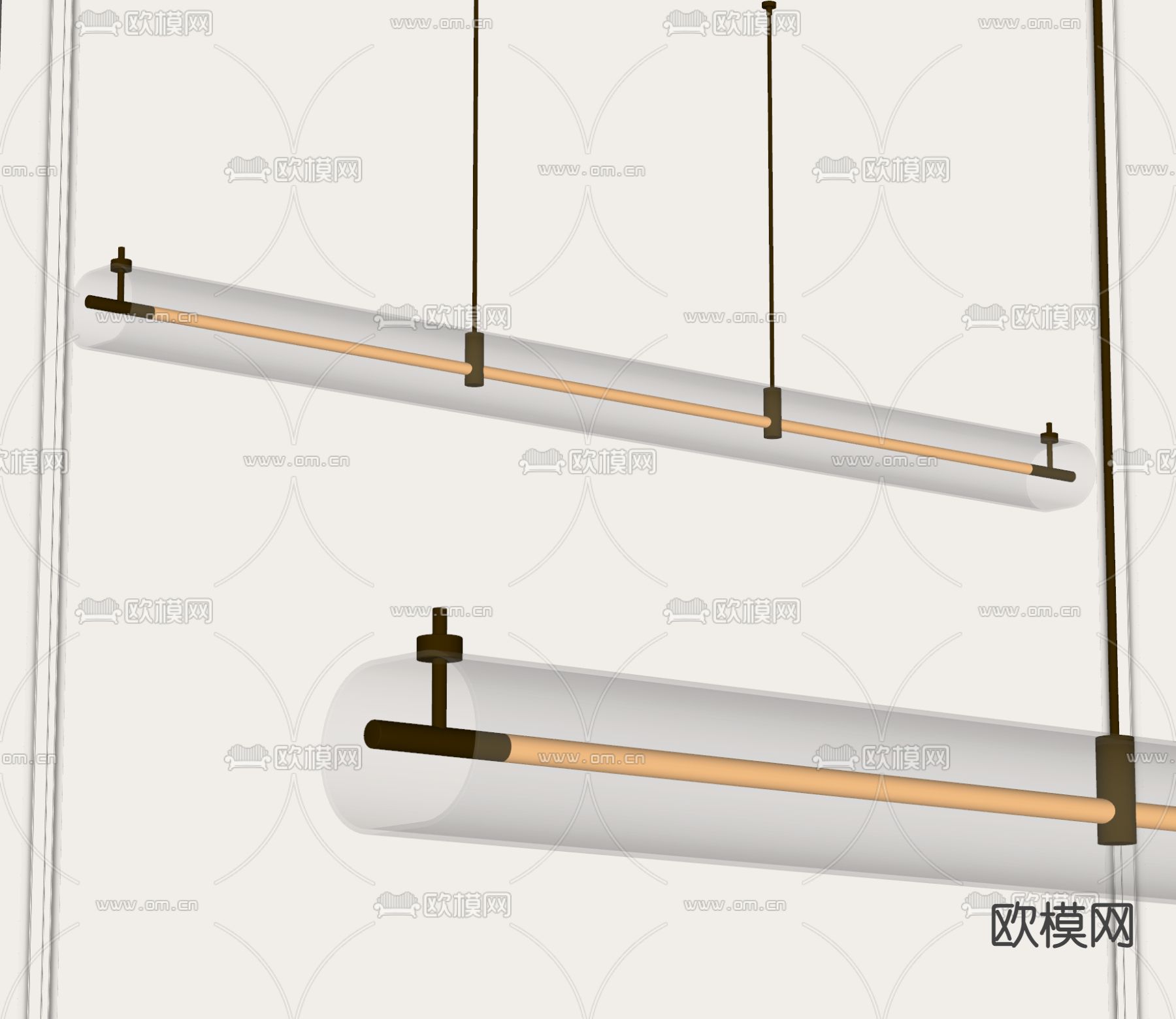 长吊灯 办公吊灯su模型下载（渲染图2）