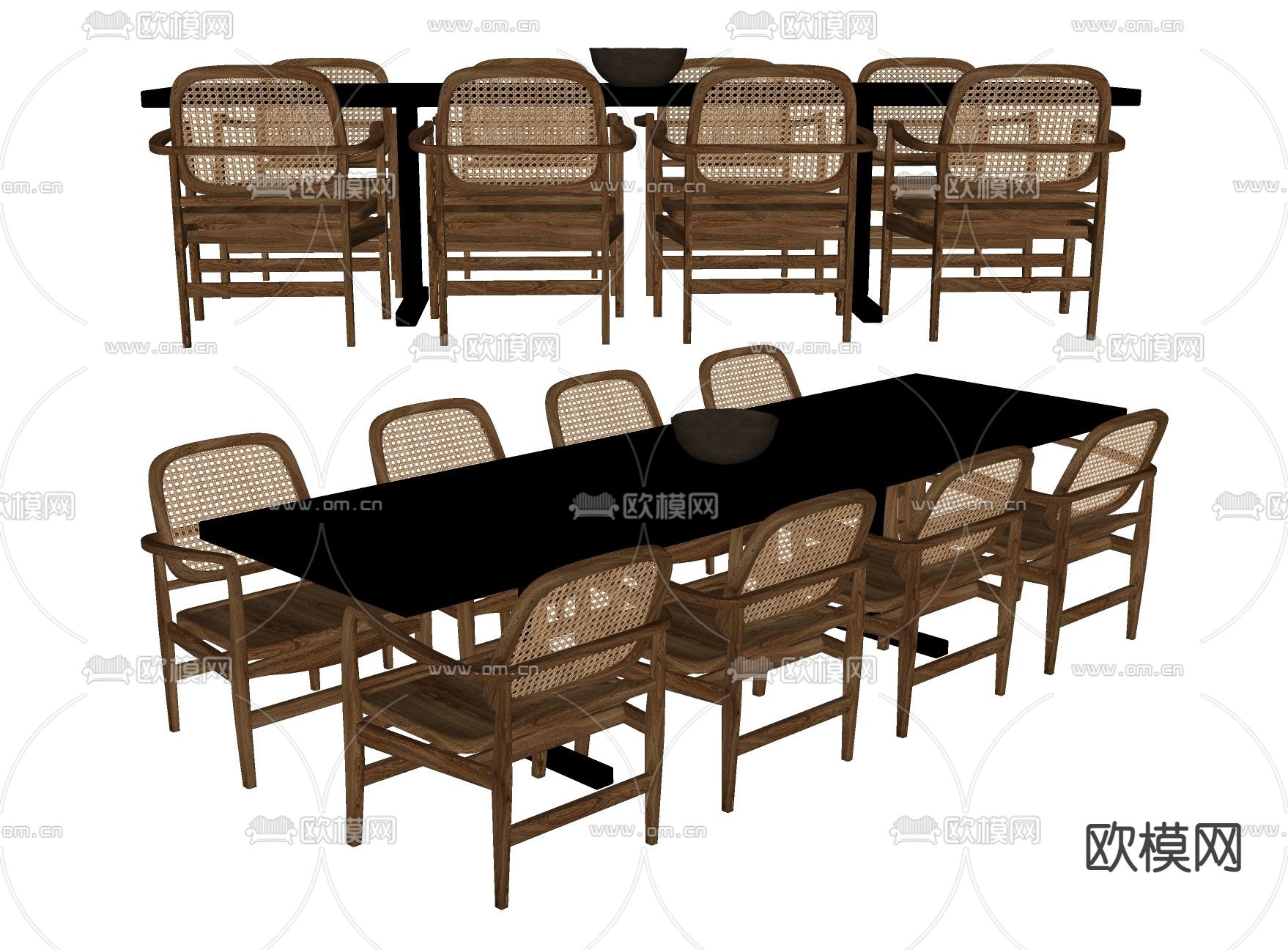 东南亚餐桌椅su模型下载（渲染图2）