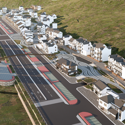  新中式乡村规划 美丽乡村su模型 