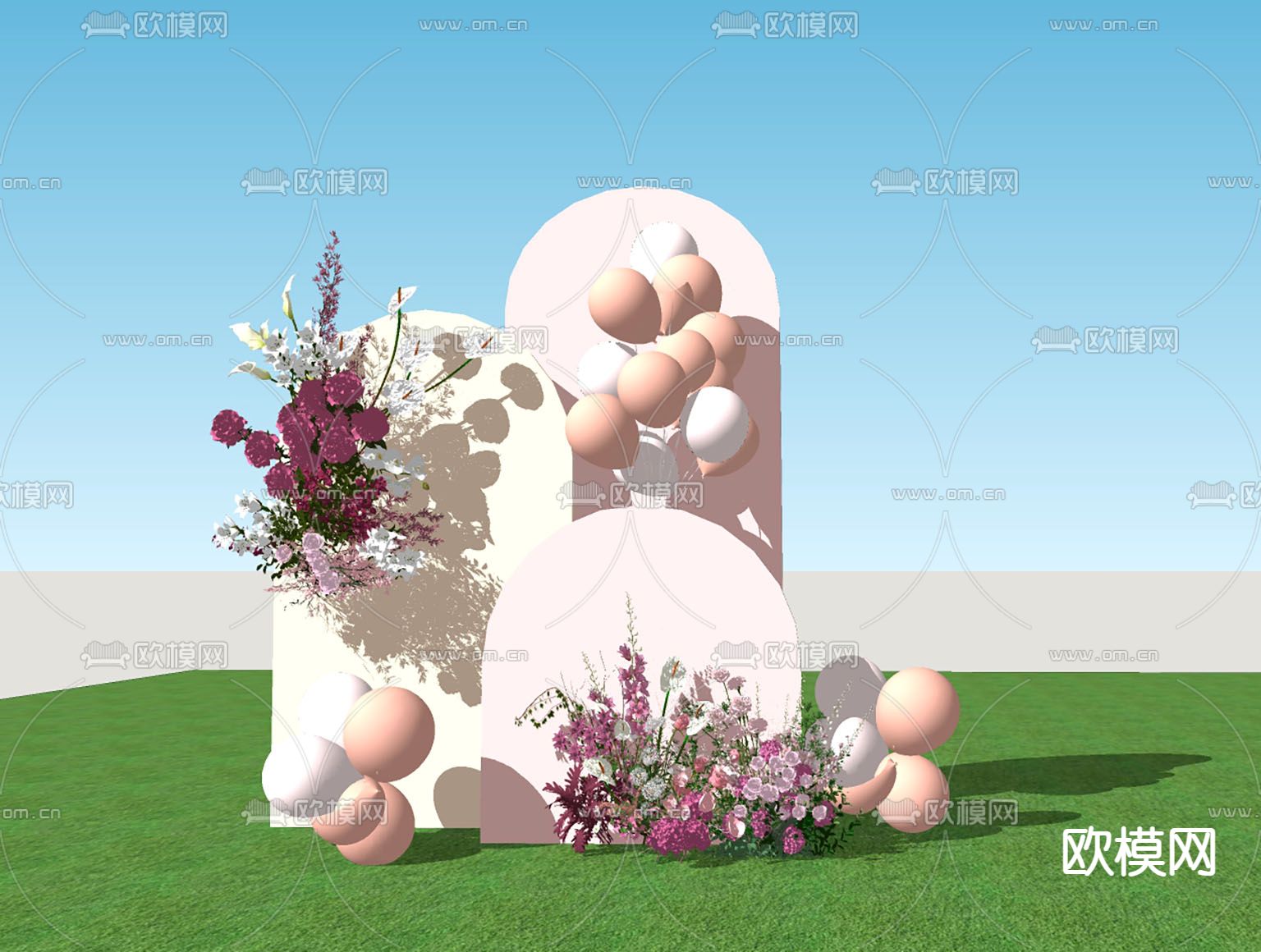 婚礼美陈 婚庆布置su模型下载（渲染图1）