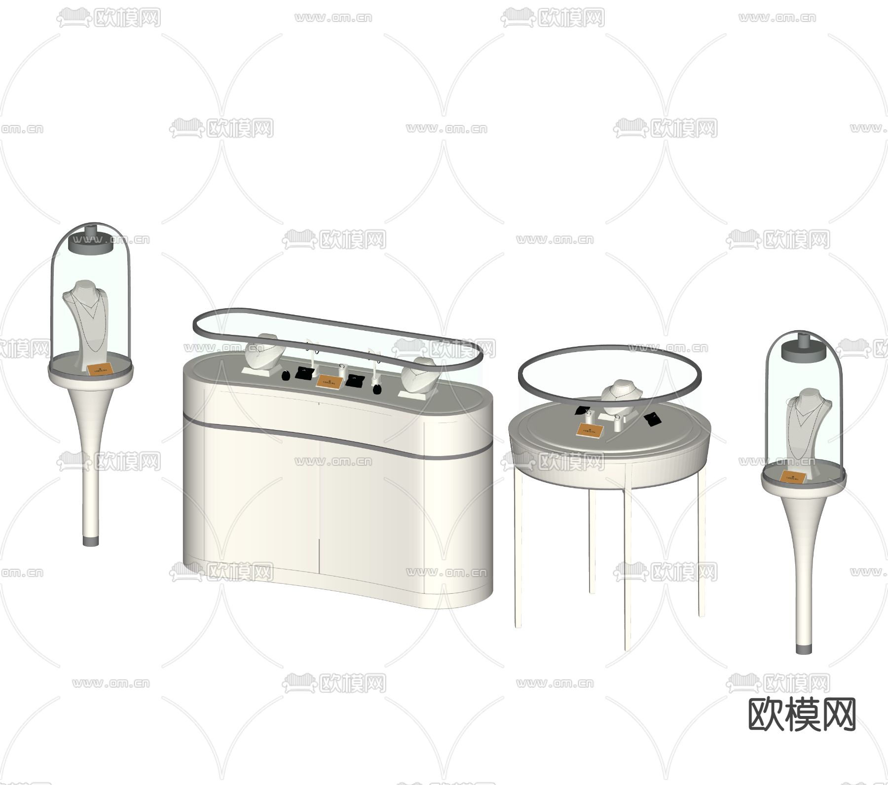 现代珠宝展柜su模型下载（渲染图2）