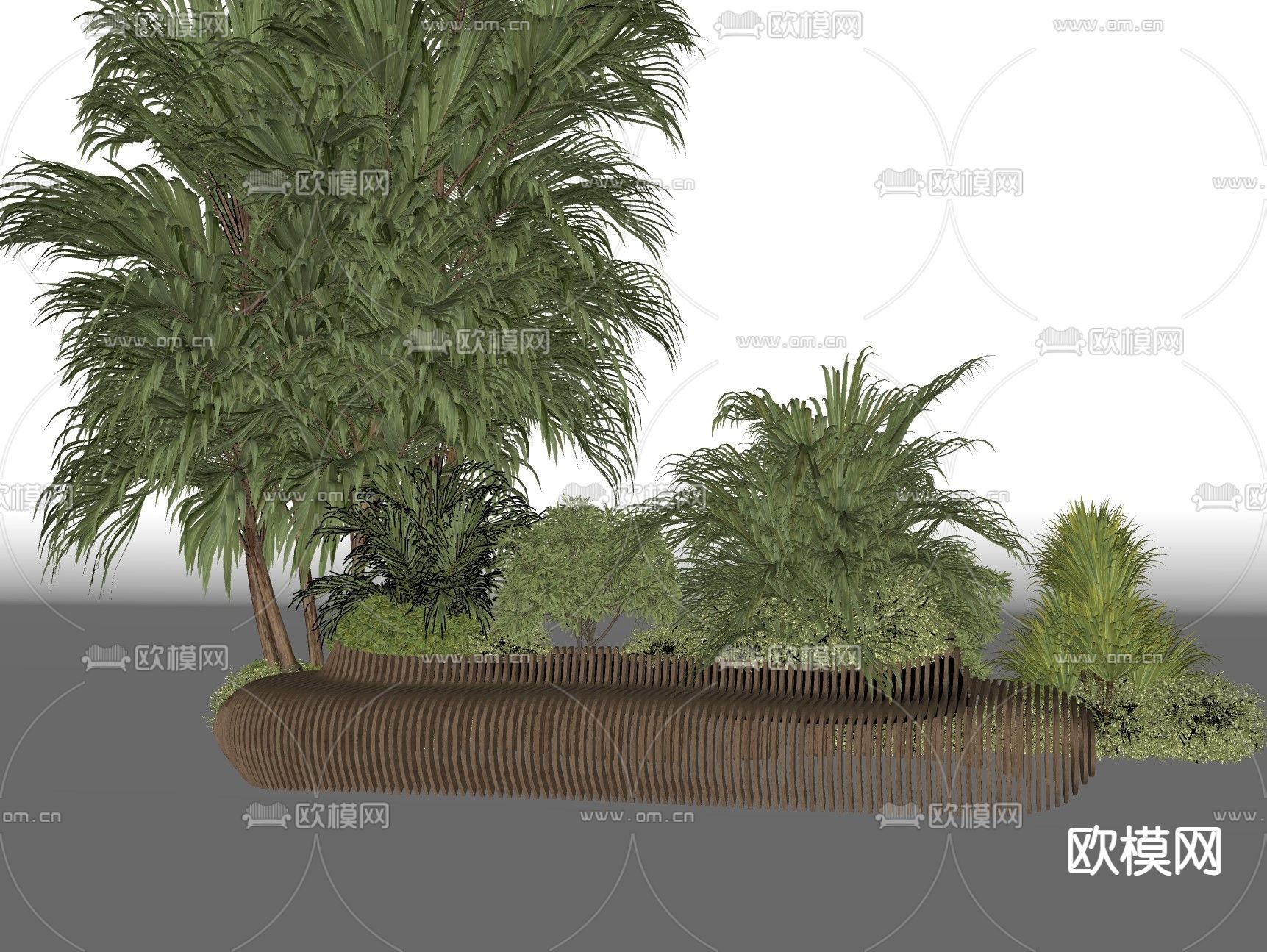 公共树池 户外长凳su模型下载（渲染图2）