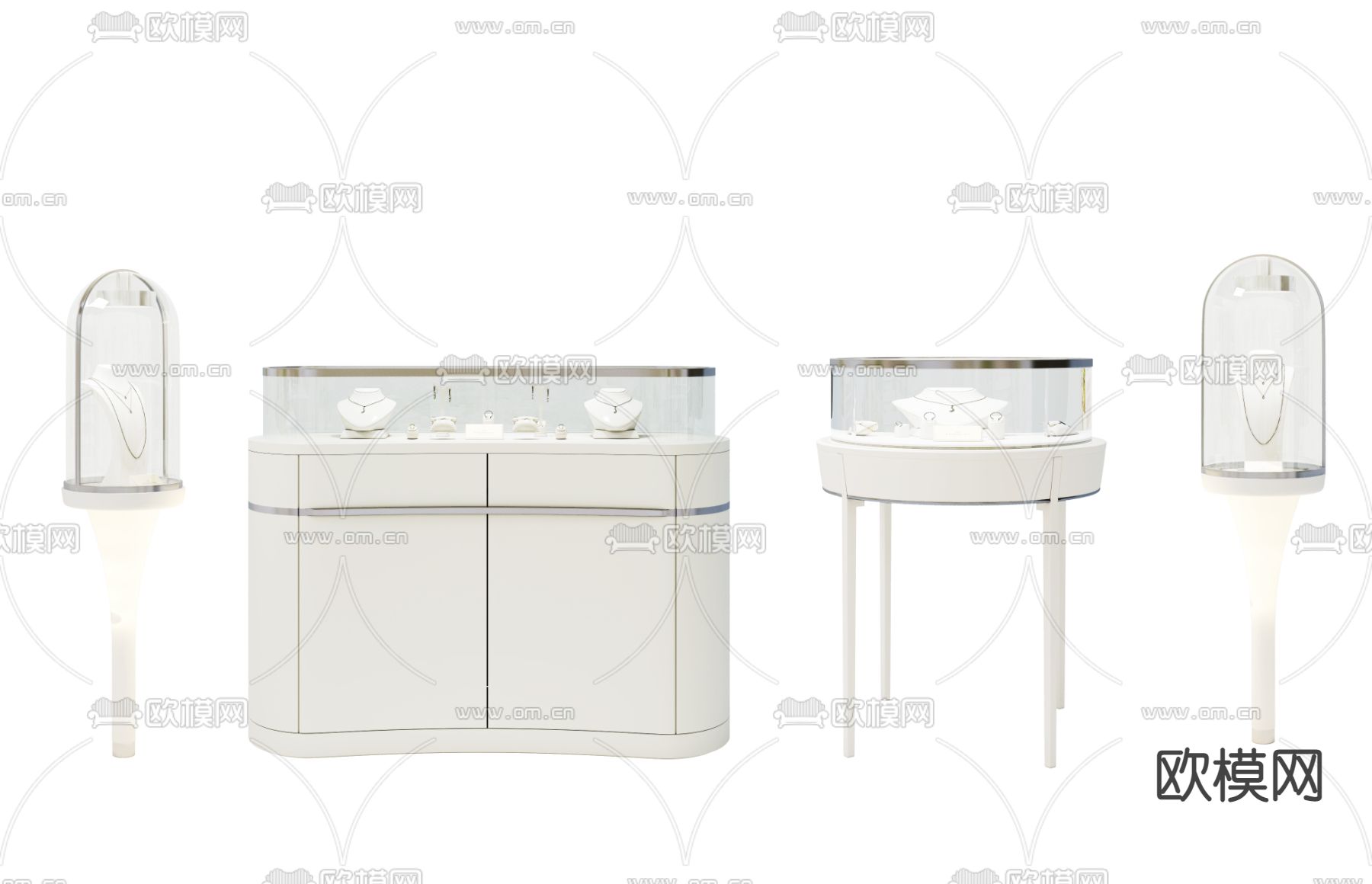 现代珠宝展柜su模型下载（渲染图1）