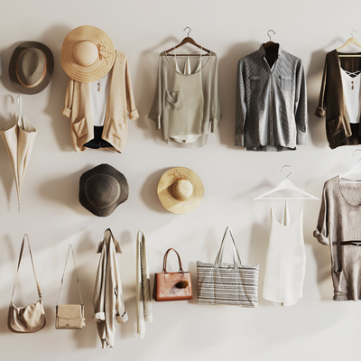  现代衣服挂钩 衣服帽子su模型 