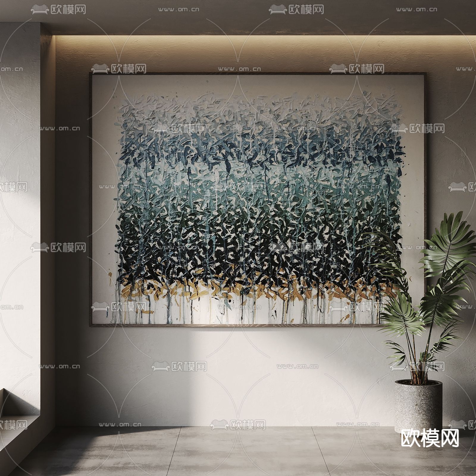 侘寂风抽象画 装饰画3d模型下载