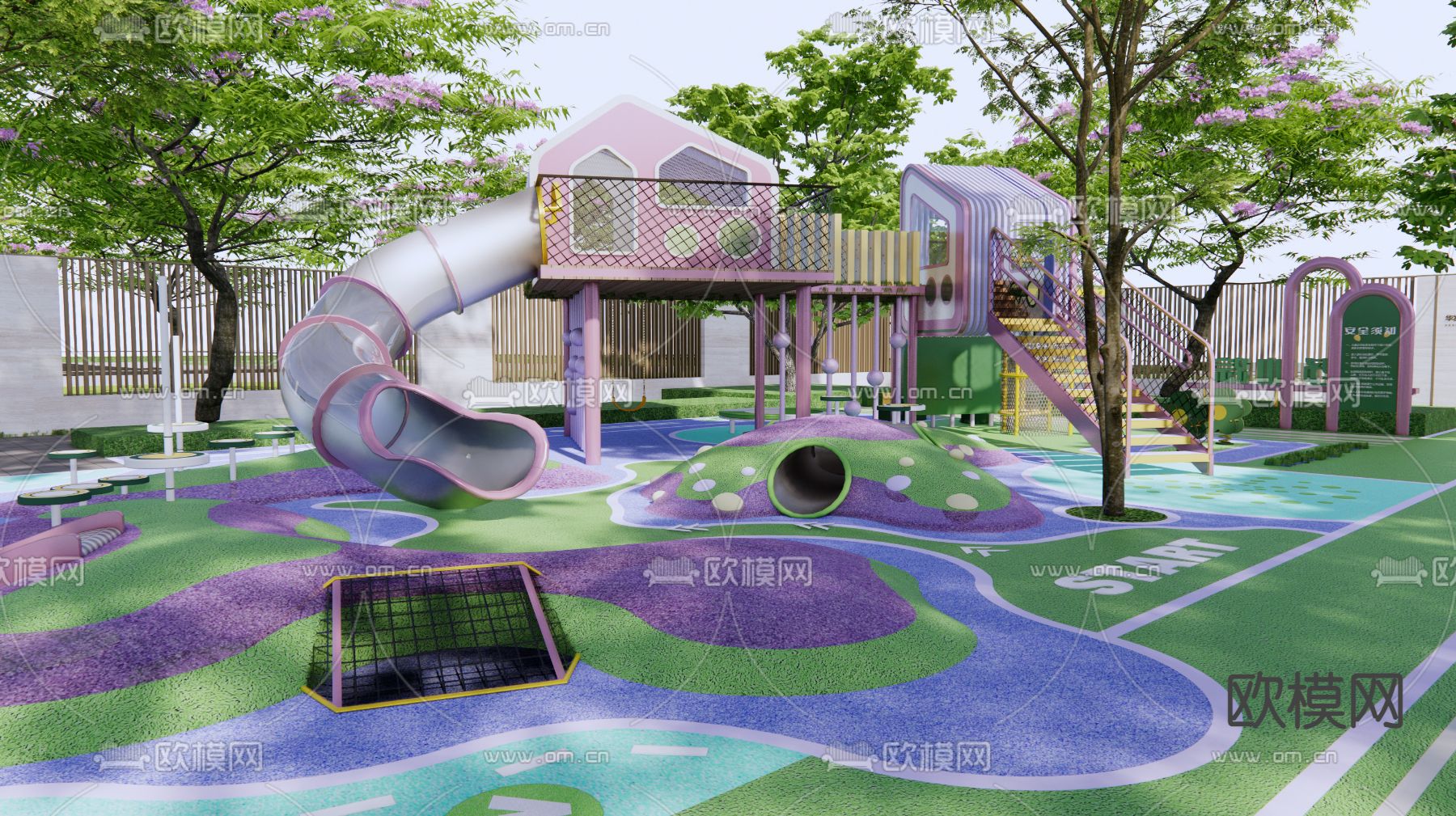 现代儿童游乐区3d模型下载（渲染图1）